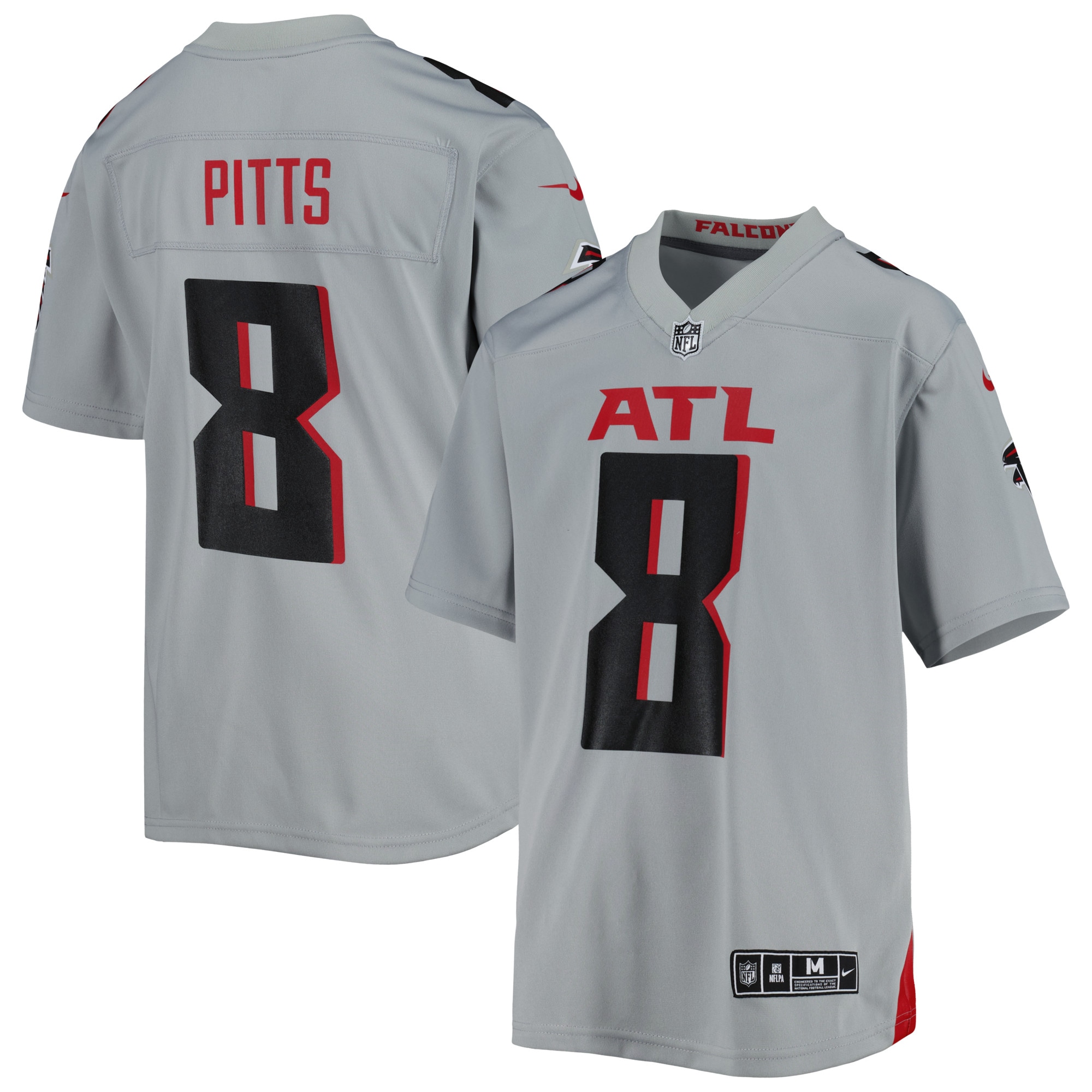 Youth Atlanta Falcons Kyle Pitts Gray Inverted Game Jersey JS3636 Saliibo