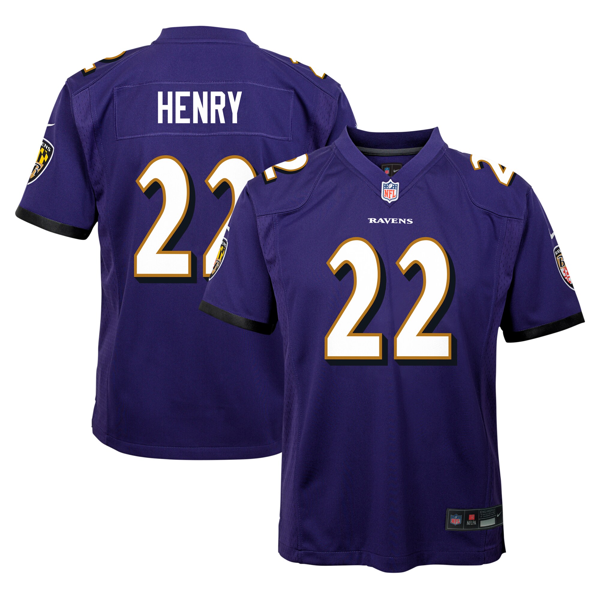 Youth Baltimore Ravens Derrick Henry Purple Team Player Game Jersey JS8381 Saliibo