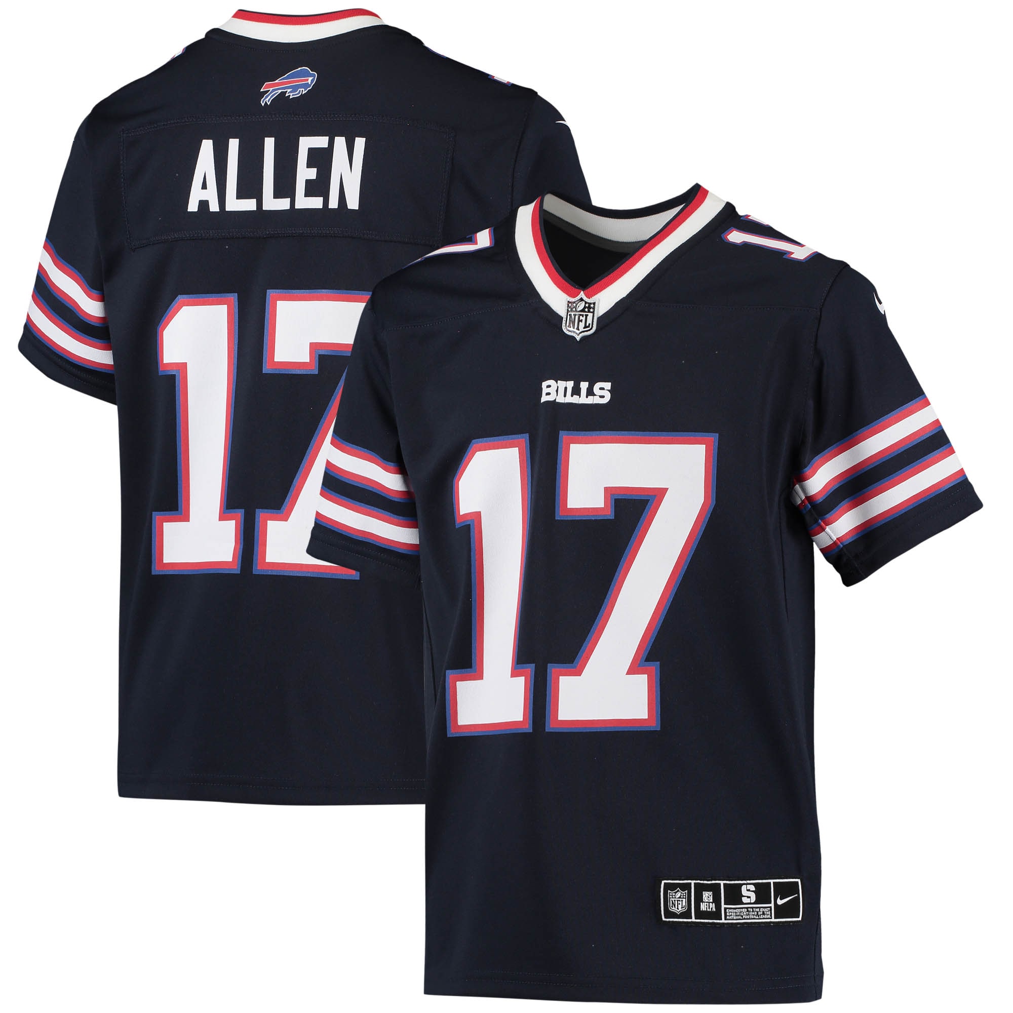Youth Buffalo Bills Josh Allen Navy Inverted Team Game Jersey JS2144 Saliibo