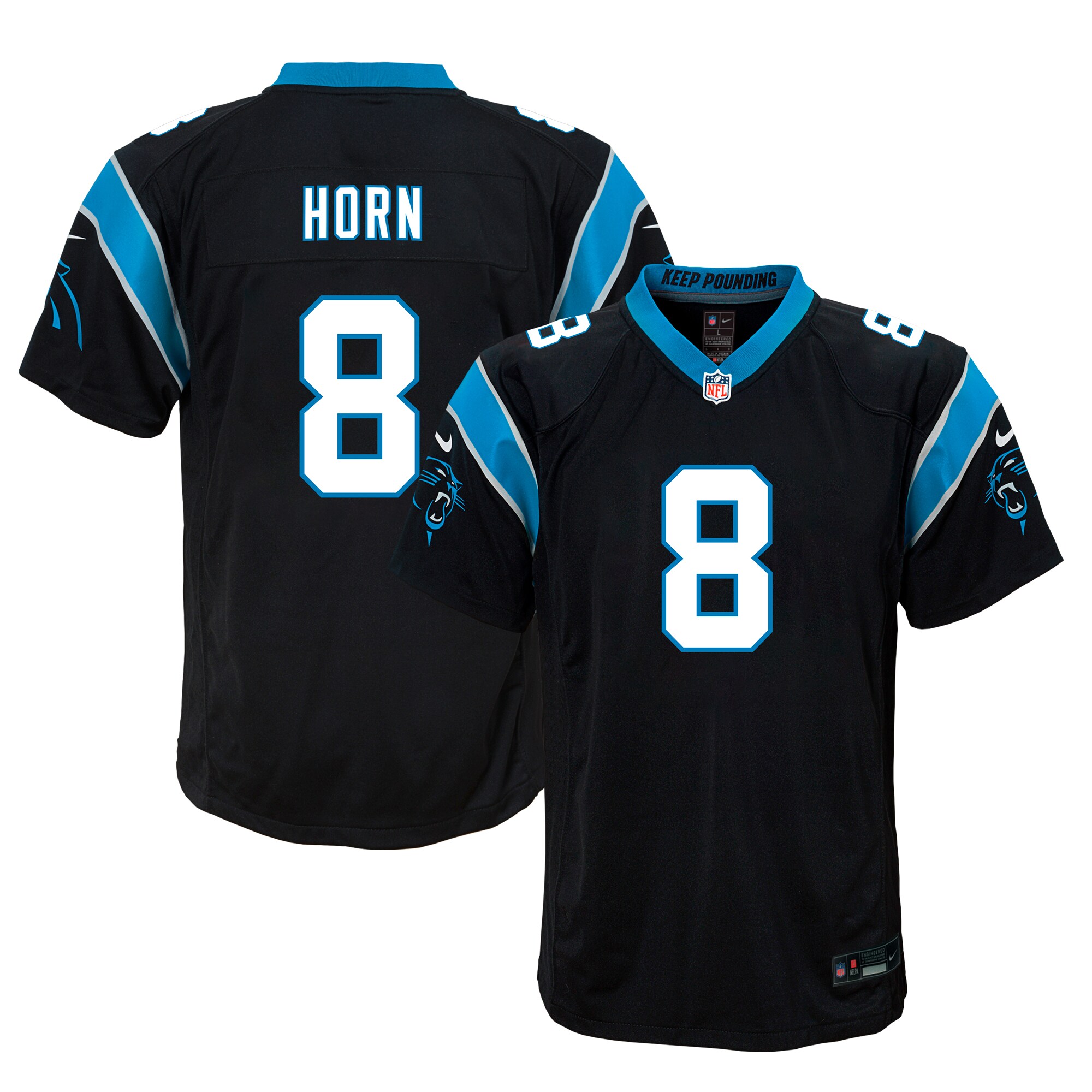 Youth Carolina Panthers Jaycee Horn Black Game Jersey JS9713 Saliibo