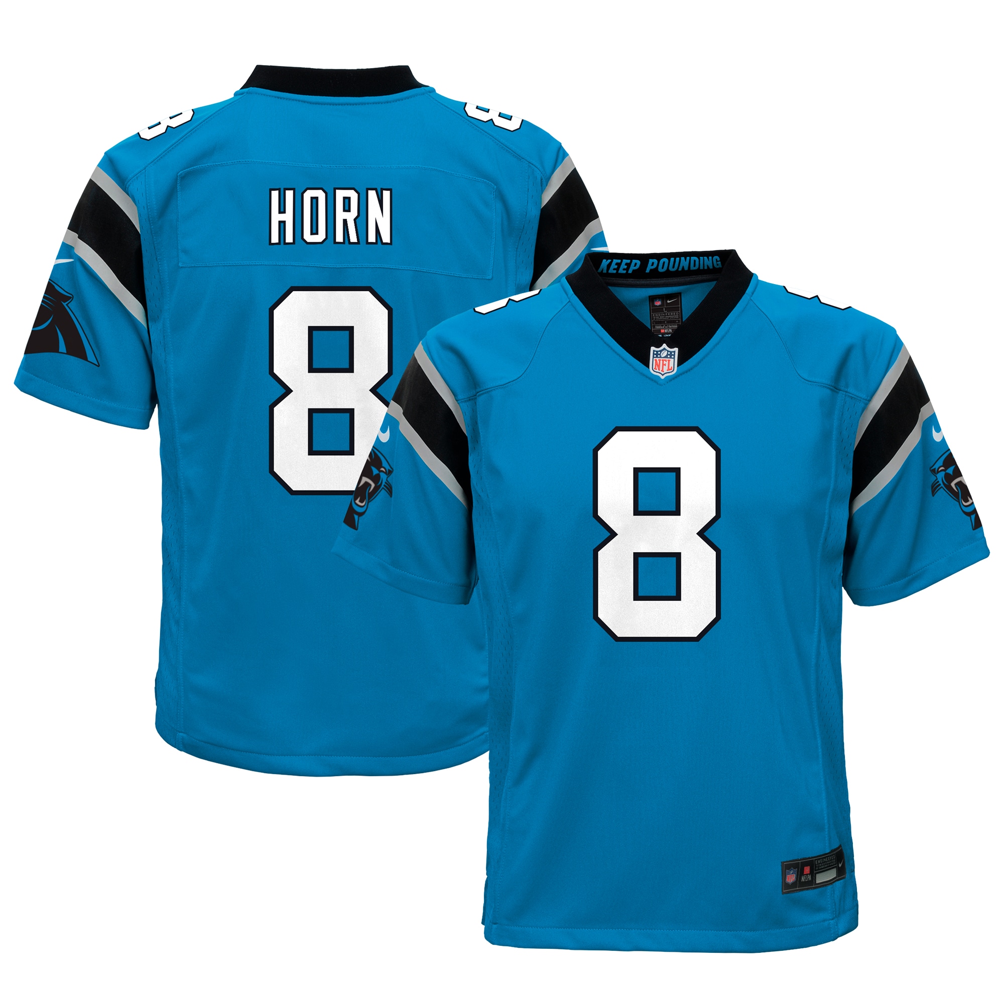 Youth Carolina Panthers Jaycee Horn Blue Game Jersey JS8700 Saliibo