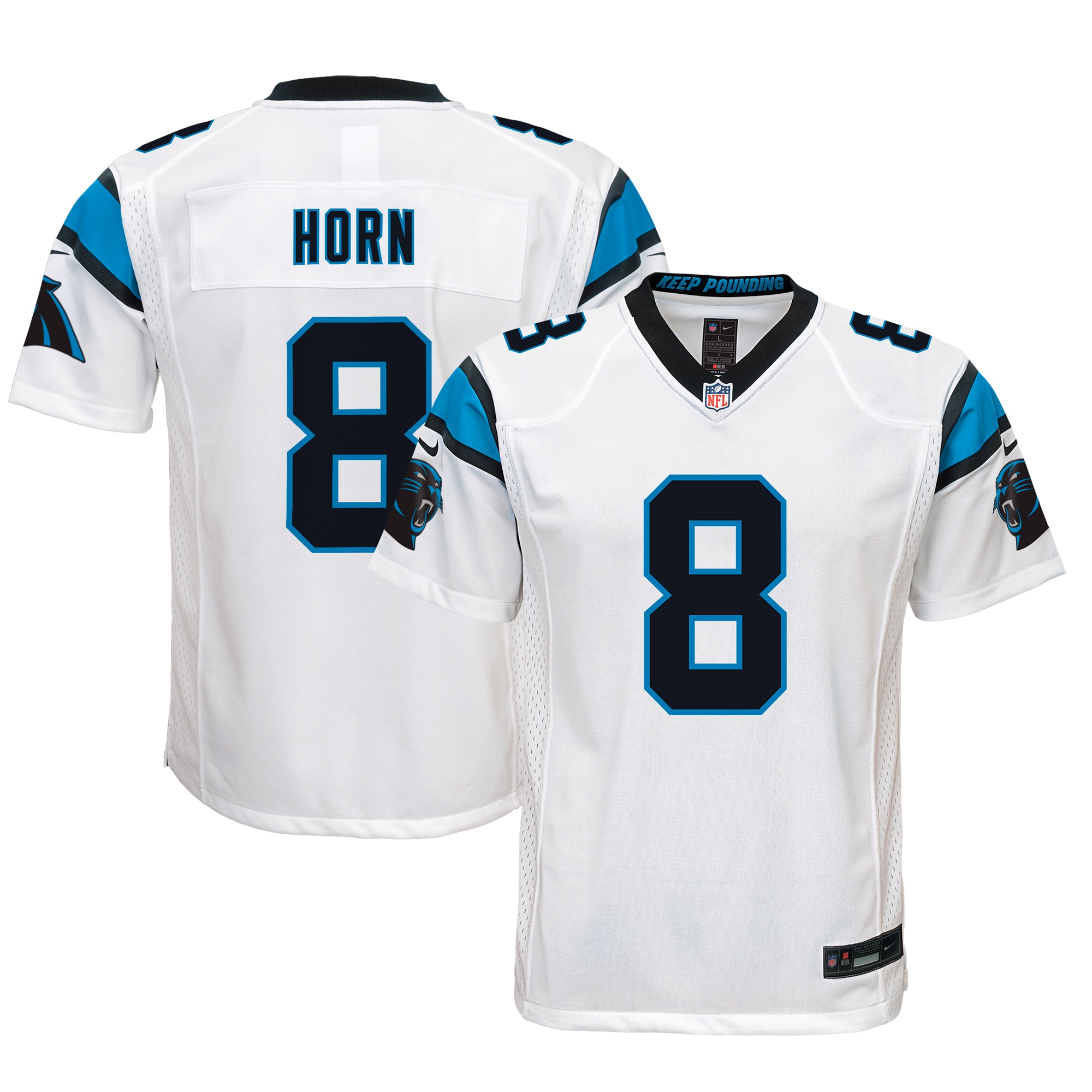 Youth Carolina Panthers Jaycee Horn White Game Jersey JS2731 Saliibo