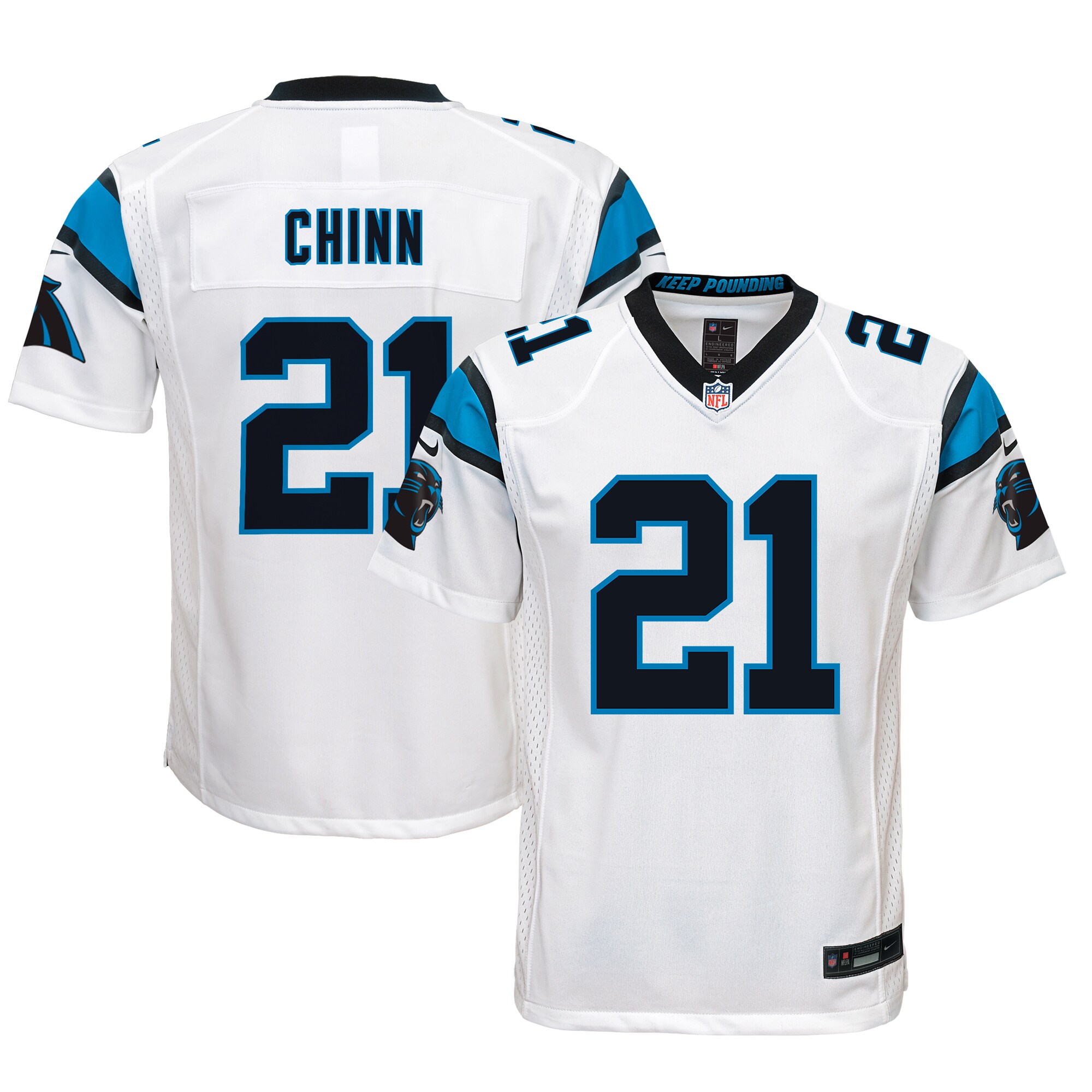 Youth Carolina Panthers Jeremy Chinn White Game Jersey JS4491 Saliibo