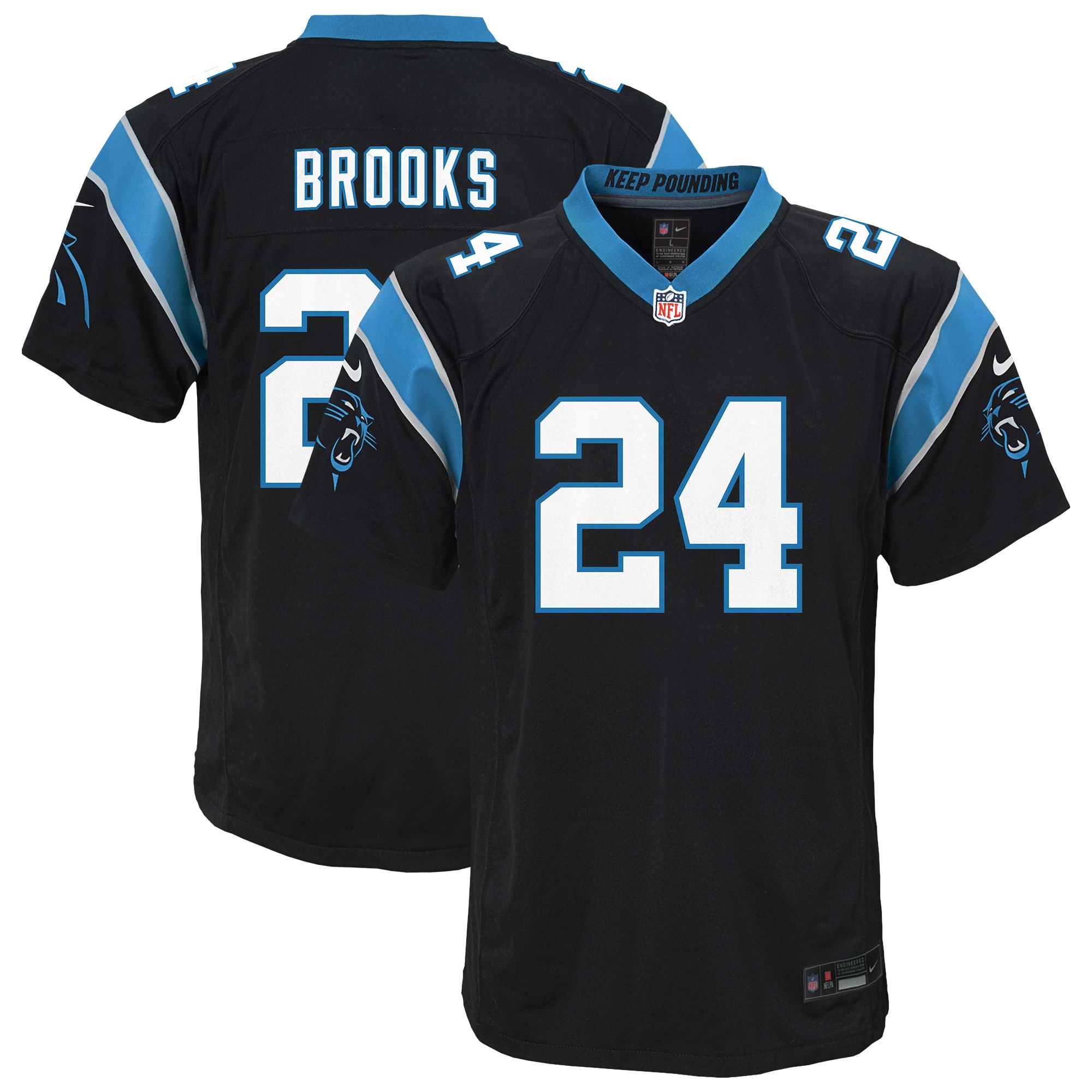 Youth Carolina Panthers Jonathon Brooks Black Team Game Jersey JS3387 Saliibo