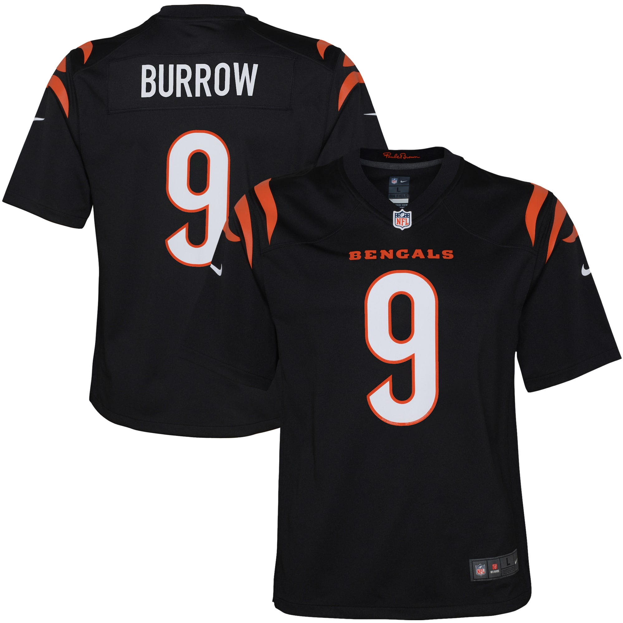 Youth Cincinnati Bengals Joe Burrow Black Game Jersey JS1882 Saliibo