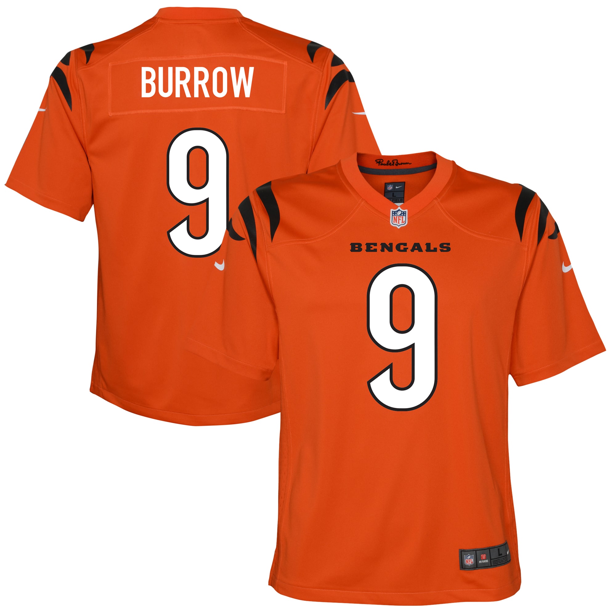 Youth Cincinnati Bengals Joe Burrow Orange Game Jersey JS7459 Saliibo