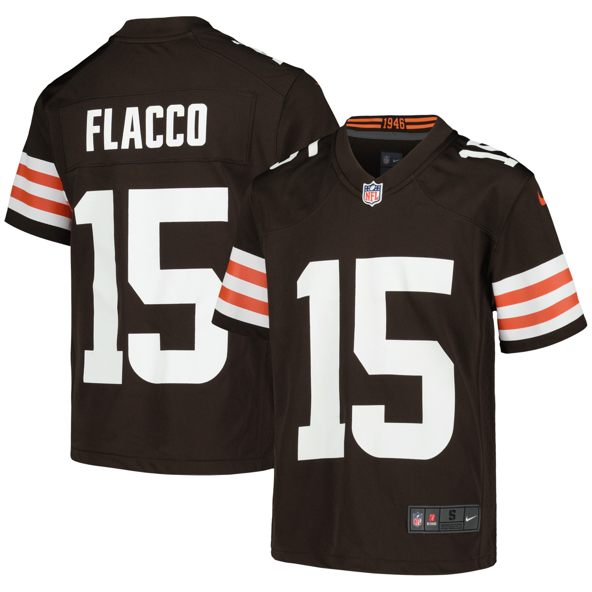 Youth Cleveland Browns Joe Flacco Brown Game Jersey JS3169 Saliibo