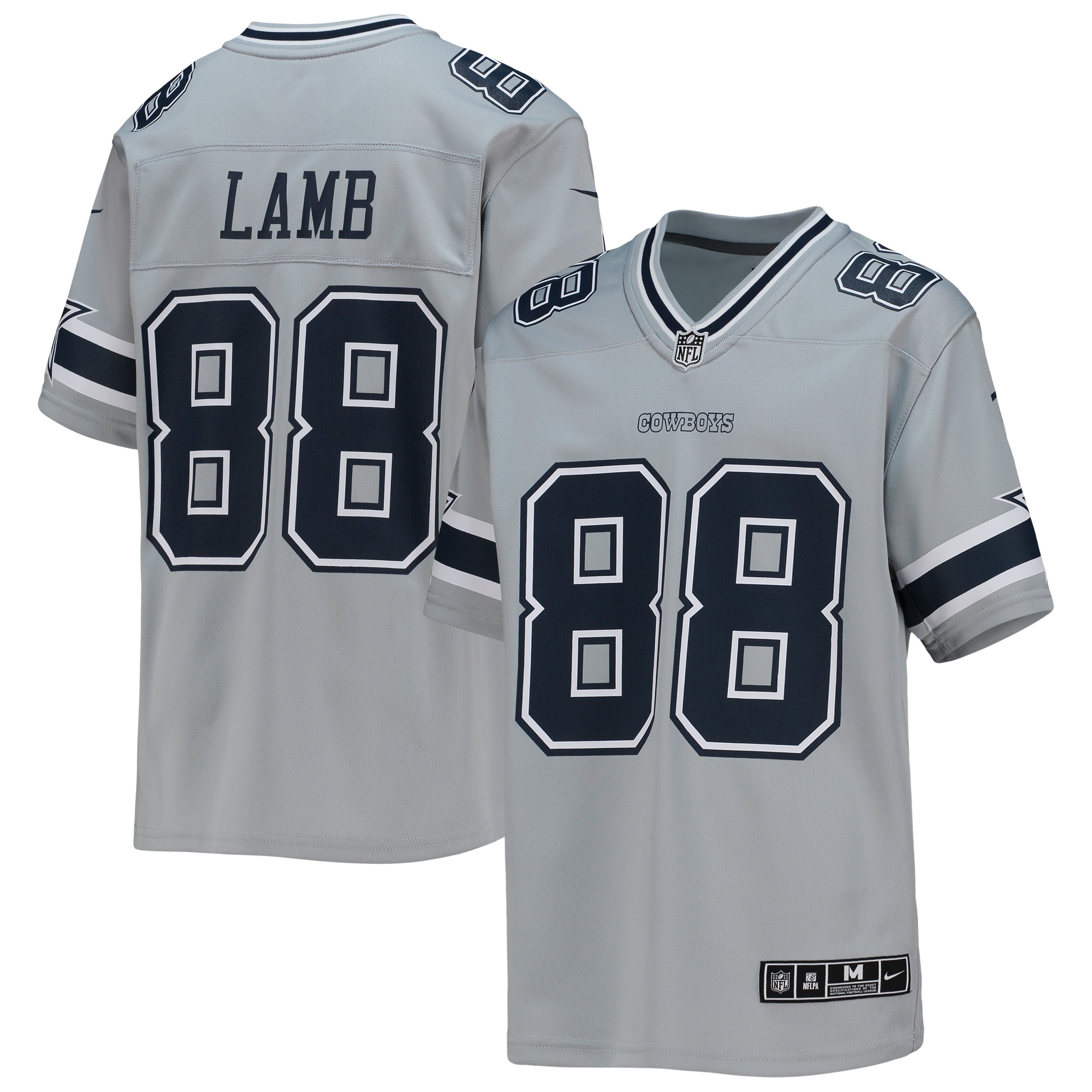 Youth Dallas Cowboys CeeDee Lamb Silver Inverted Team Game Jersey JS5217 Saliibo