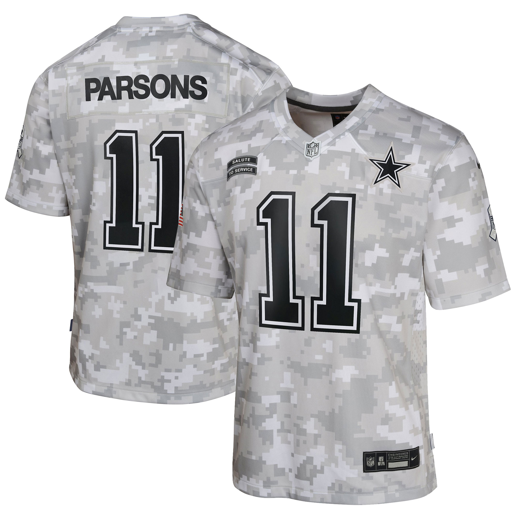Youth Dallas Cowboys Micah Parsons Arctic Camo 2024 Salute to Service Game Jersey JS9614 Saliibo