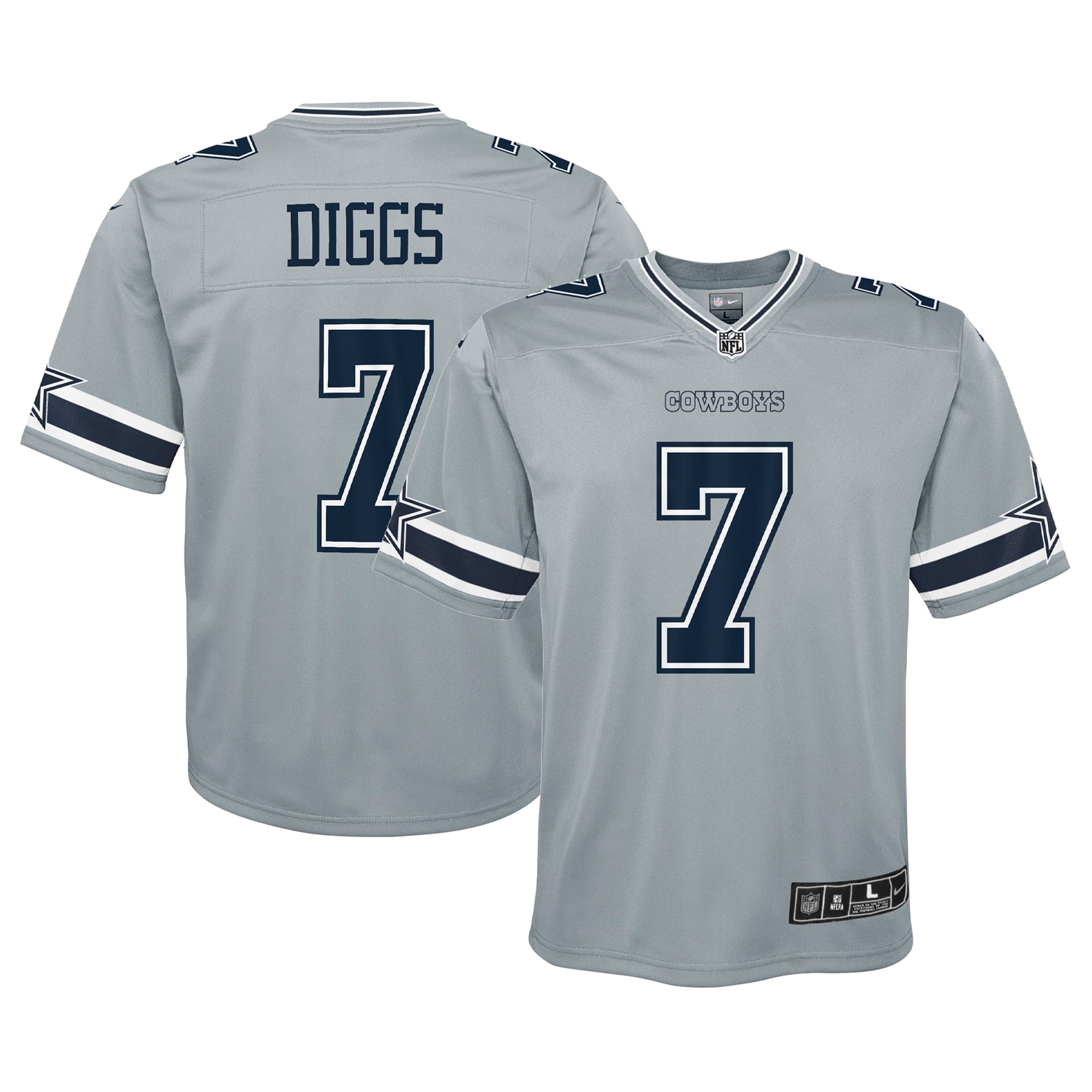 Youth Dallas Cowboys Trevon Diggs Silver Inverted Game Jersey JS1351 Saliibo