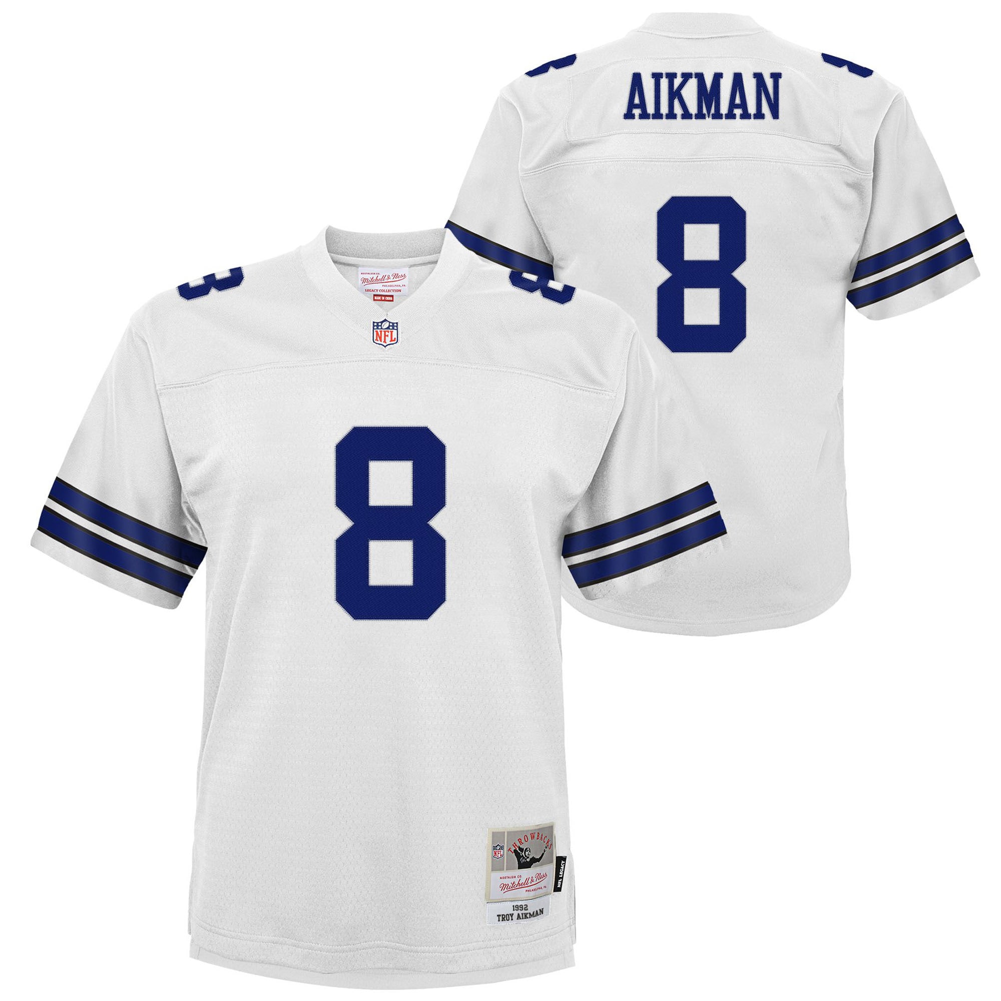 Youth Dallas Cowboys Troy Aikman Mitchell & Ness White 1992 Legacy Jersey JS1904 Saliibo