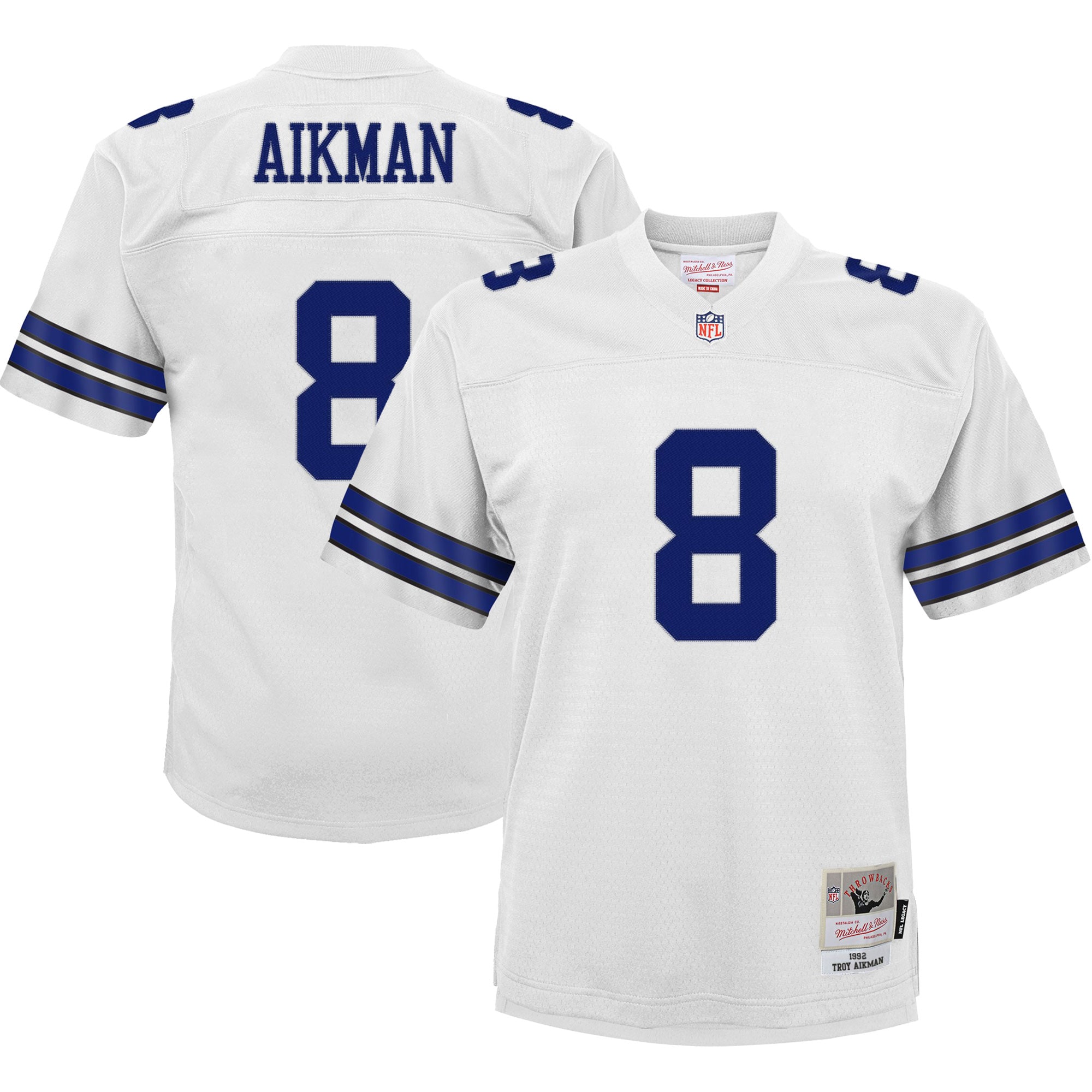 Youth Dallas Cowboys Troy Aikman Mitchell & Ness White Retired Player Legacy Jersey JS1942 Saliibo