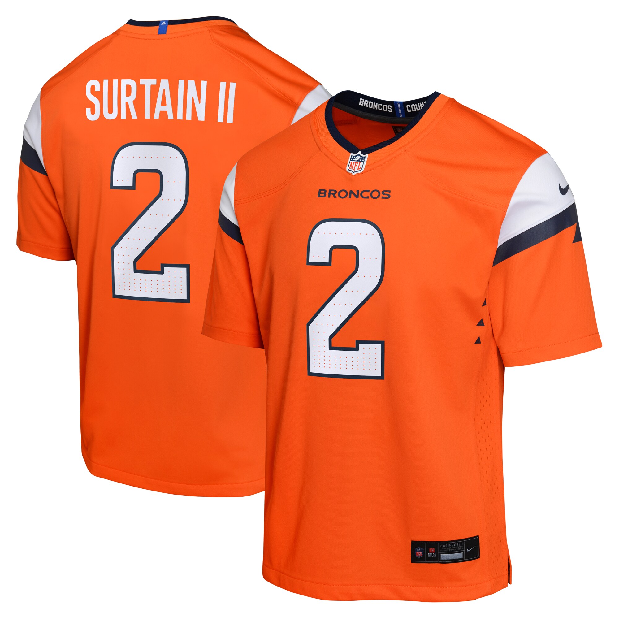 Youth Denver Broncos Patrick Surtain II Orange Mile High Collection Game Jersey JS9016 Saliibo