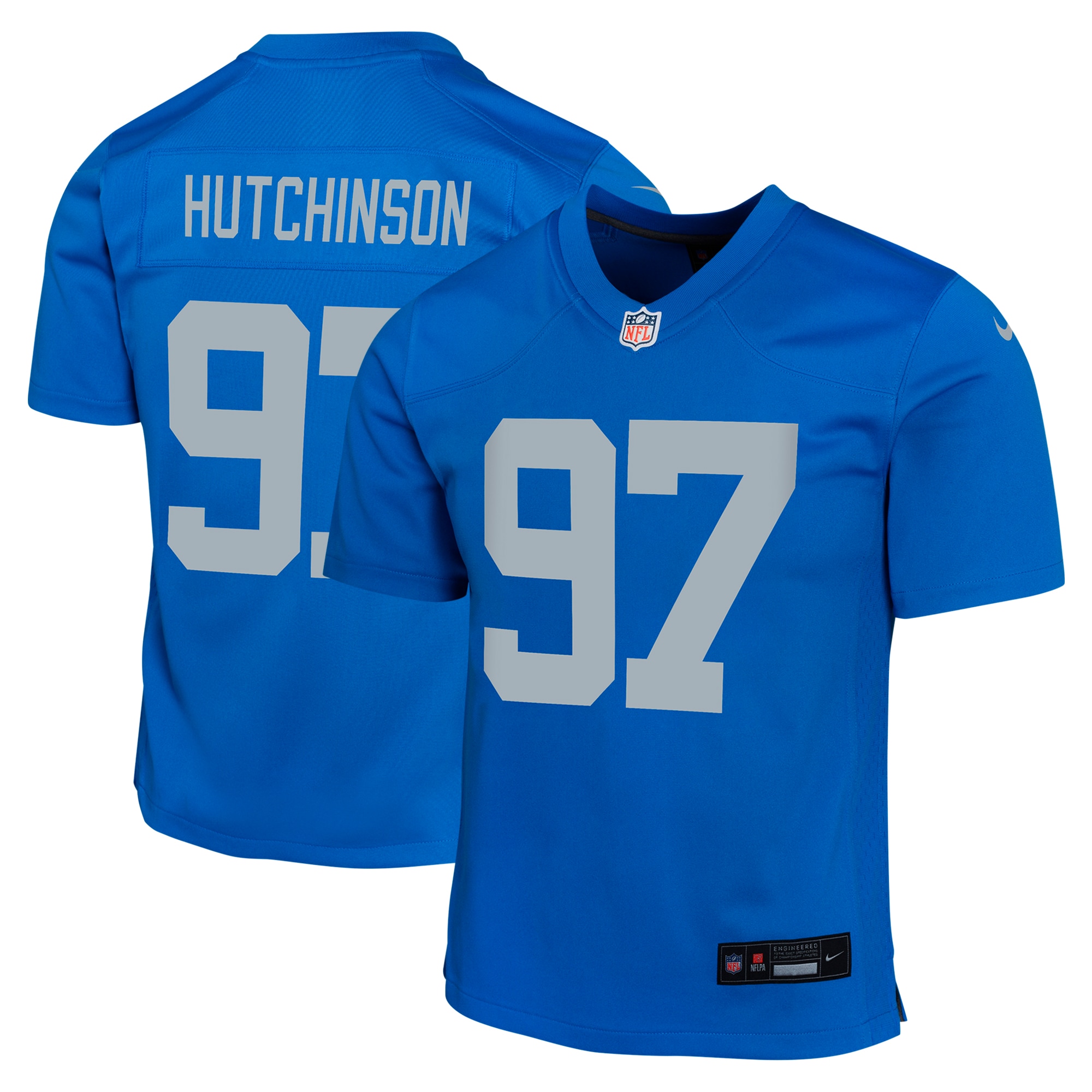Youth Detroit Lions Aidan Hutchinson Blue Alternate Game Jersey JS1670 Saliibo