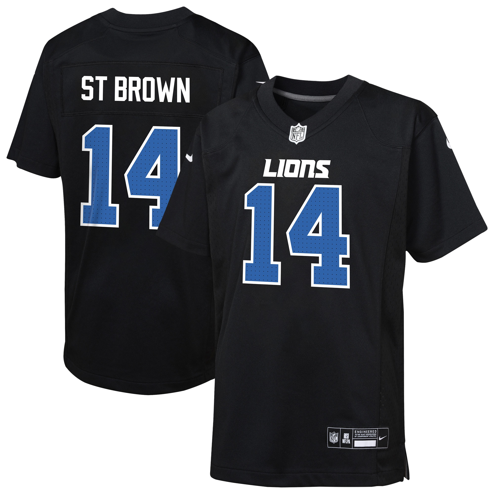 Youth Detroit Lions Amon-Ra St. Brown Carbon Black Fashion Game Jersey JS4195 Saliibo