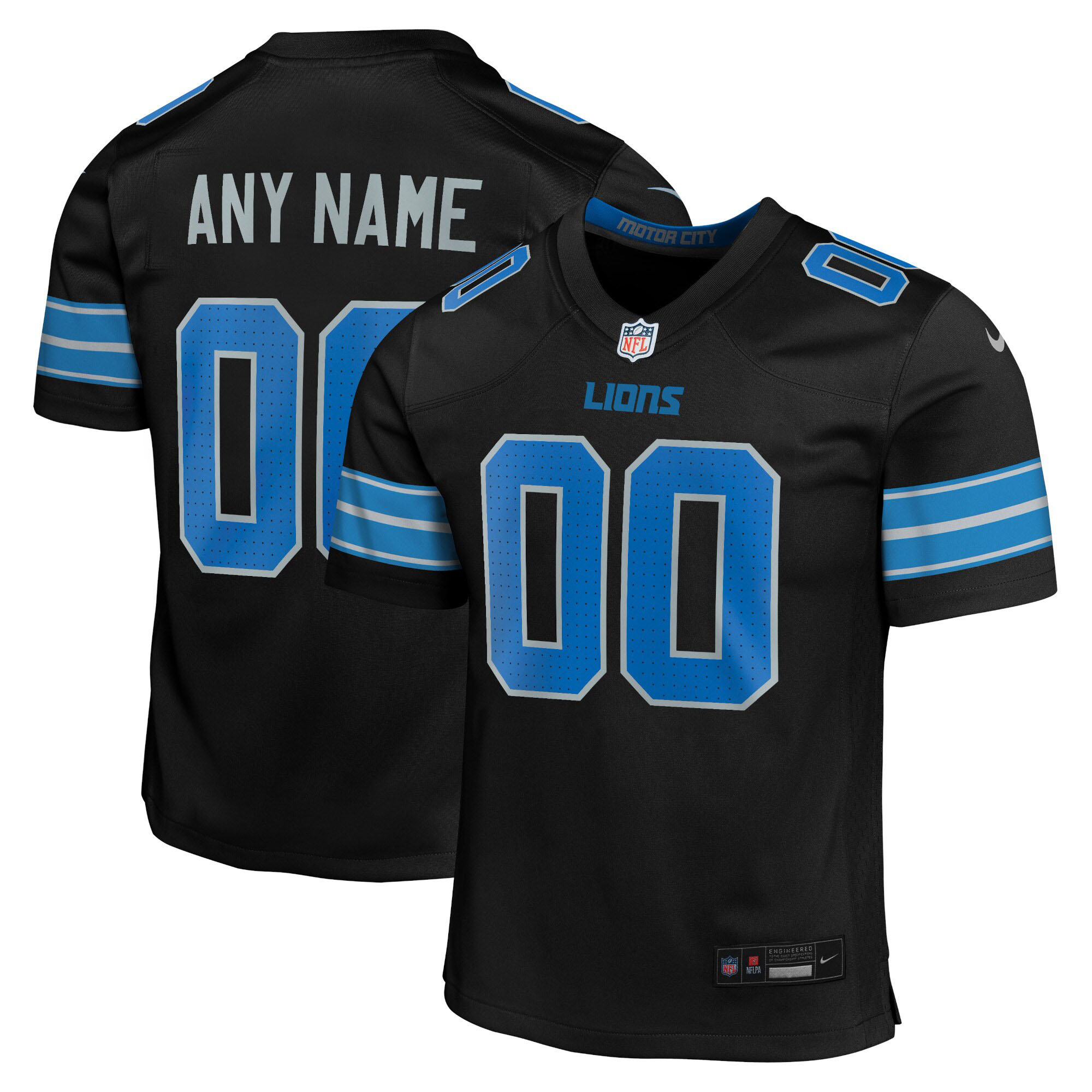 Youth Detroit Lions Black Alternate Custom Game Jersey JS9860 Saliibo