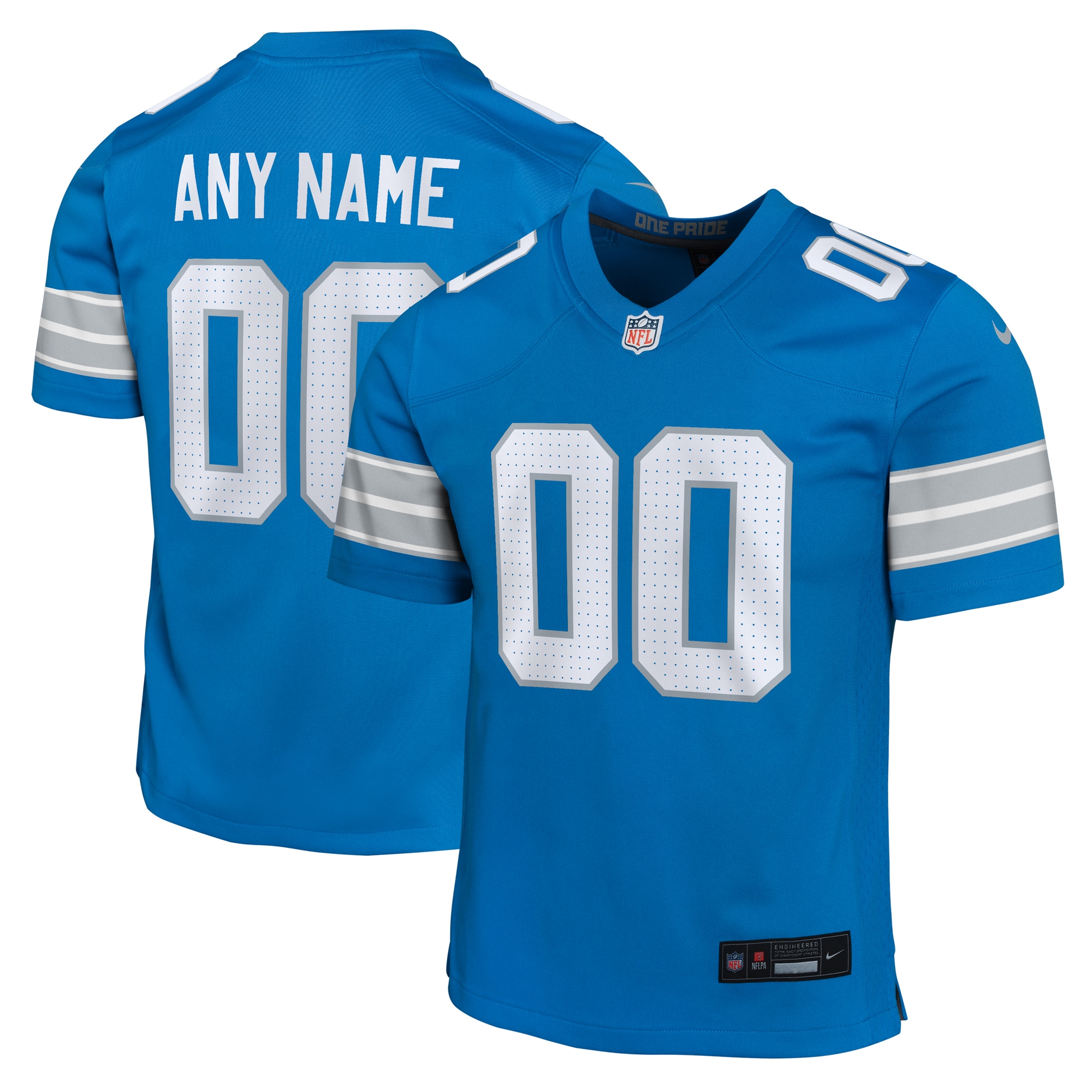 Youth Detroit Lions Blue Custom Game Jersey JS1178 Saliibo