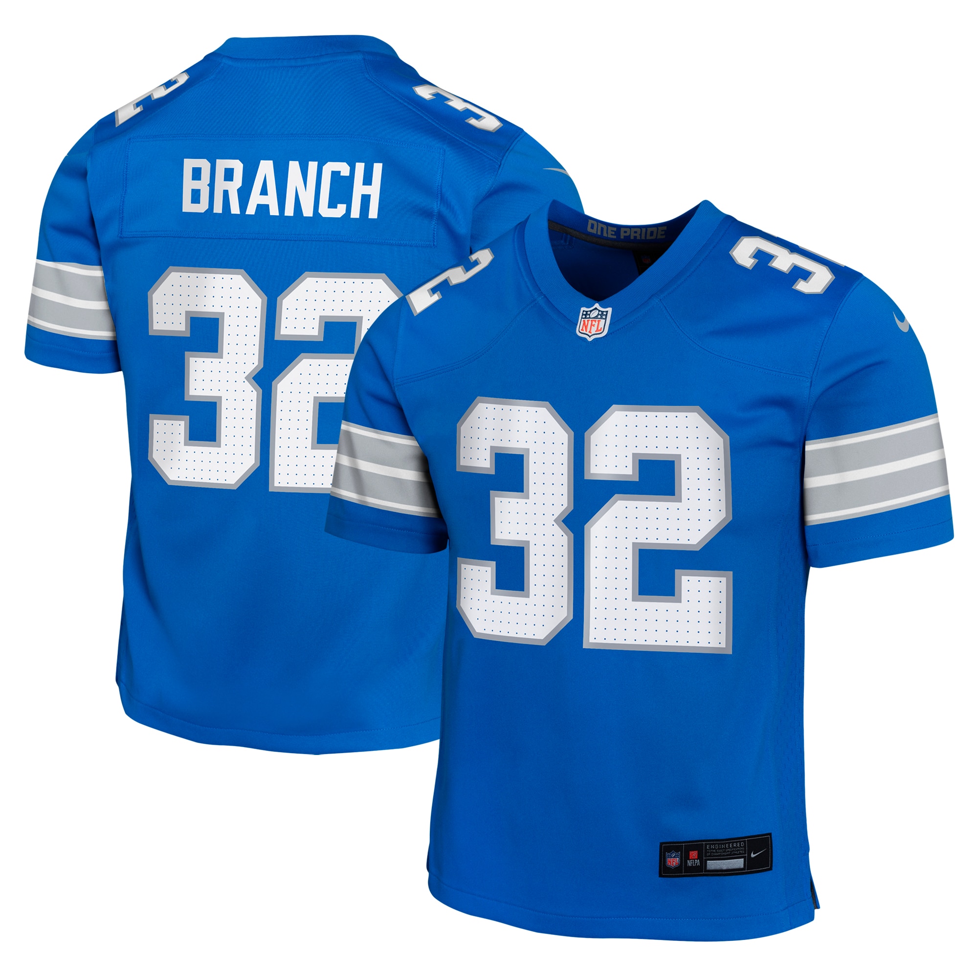 Youth Detroit Lions Brian Branch Blue Team Player Game Jersey JS2772 Saliibo