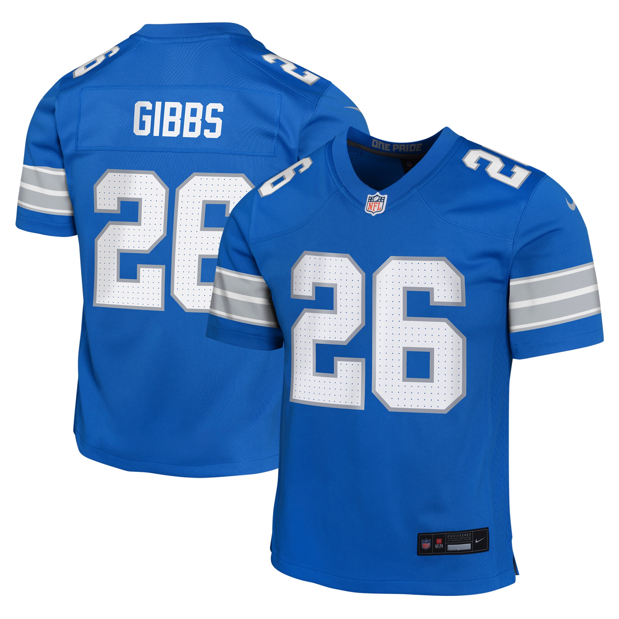 Youth Detroit Lions Jahmyr Gibbs Blue Team Player Game Jersey JS1750 Saliibo