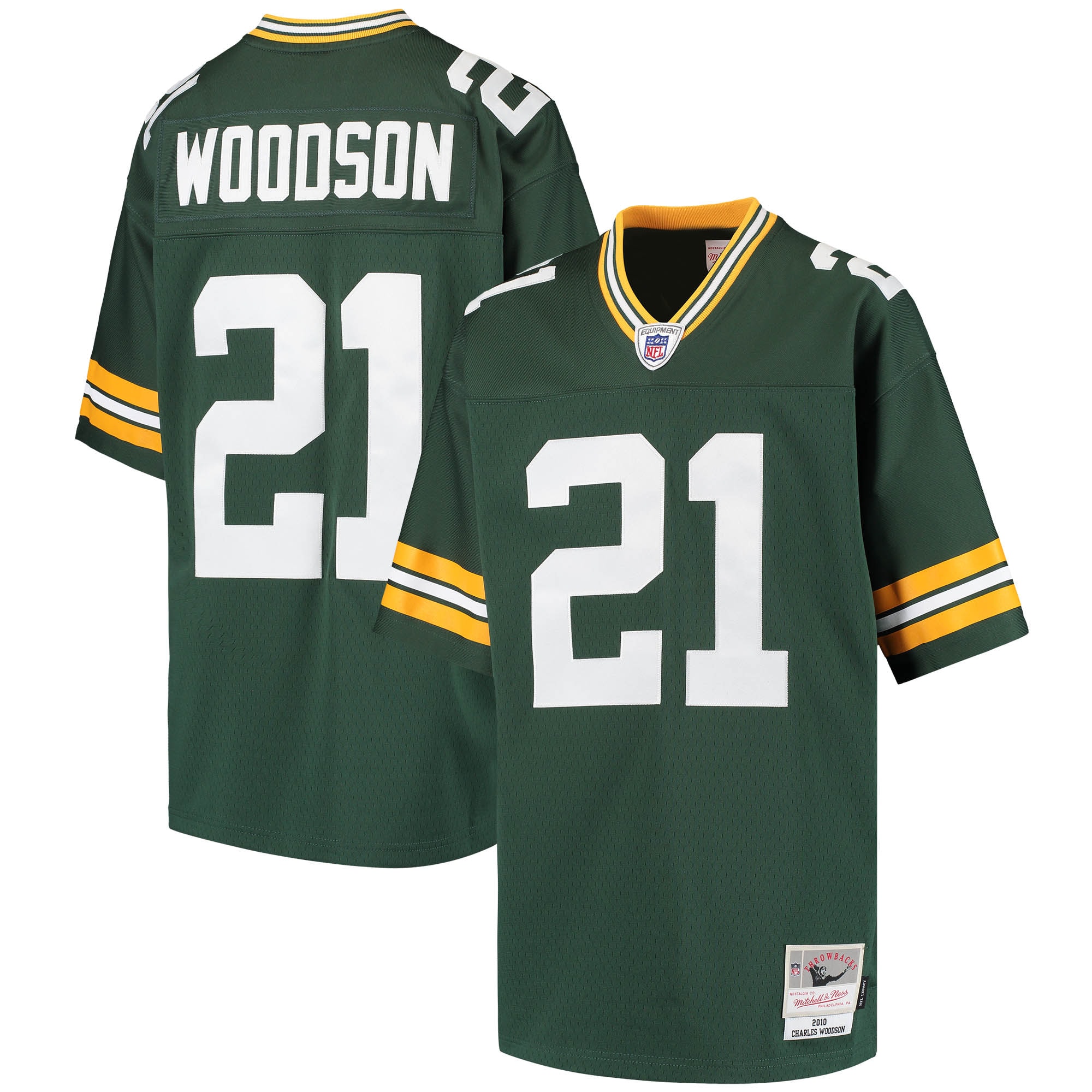 Youth Green Bay Packers Charles Woodson Mitchell & Ness Green Retired Player Legacy Jersey JS4388 Saliibo