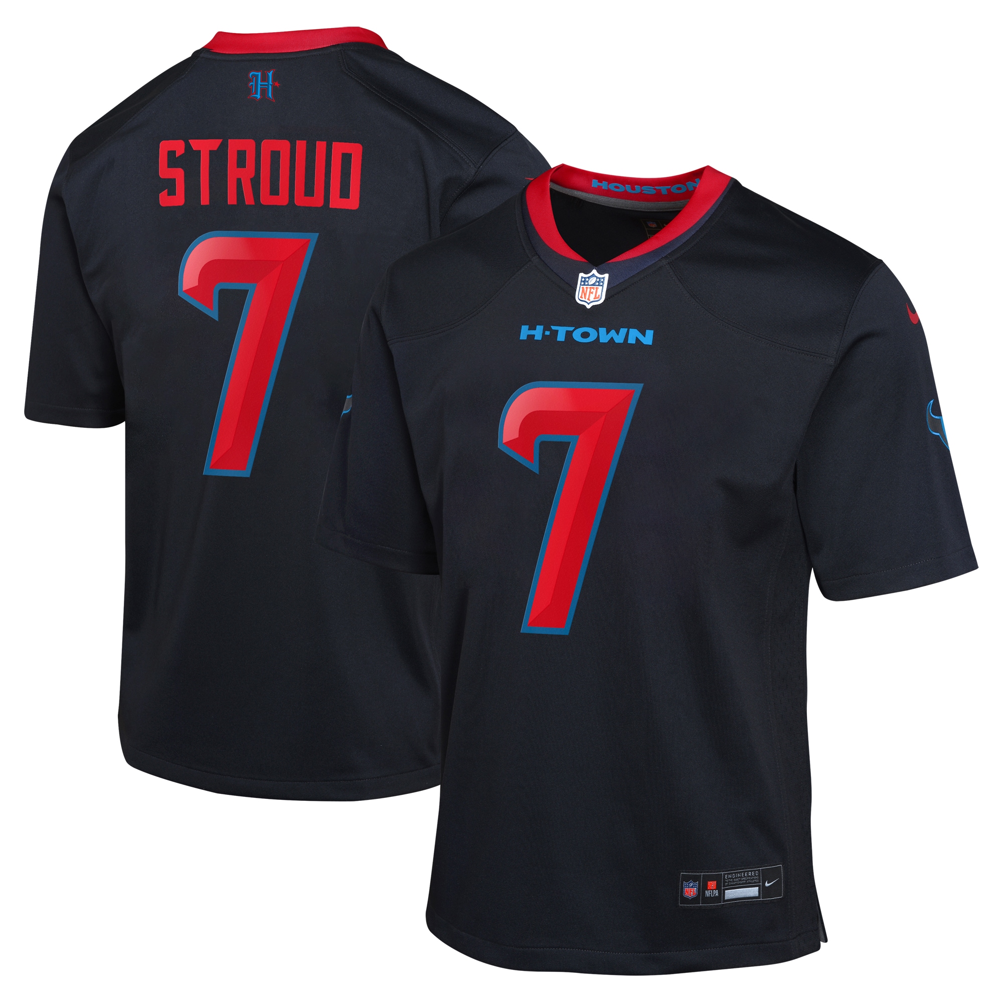 Youth Houston Texans C.J. Stroud Navy 2nd Alternate Game Jersey JS4312 Saliibo