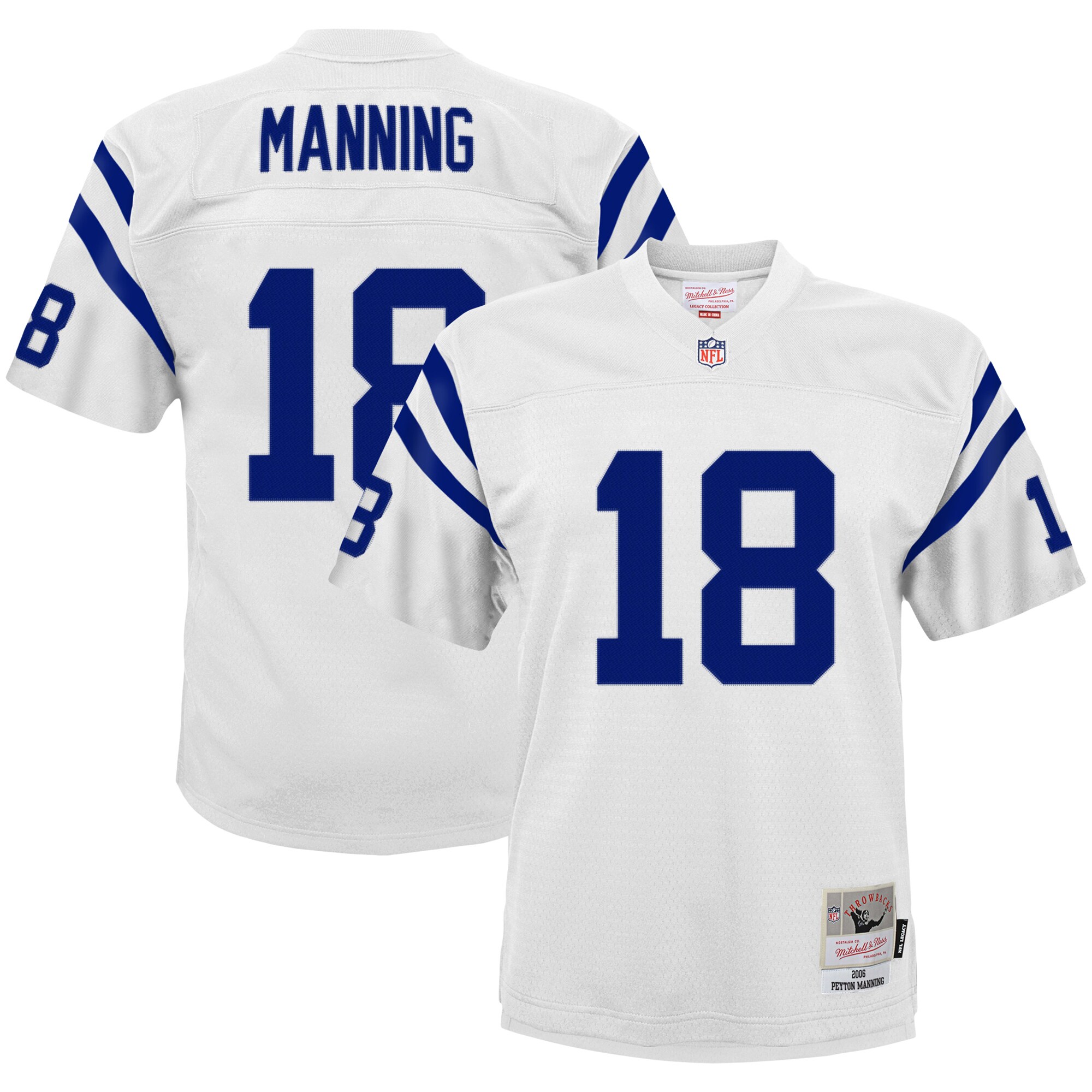 Youth Indianapolis Colts Peyton Manning Mitchell & Ness White 2006 Retired Player Legacy Jersey JS6181 Saliibo