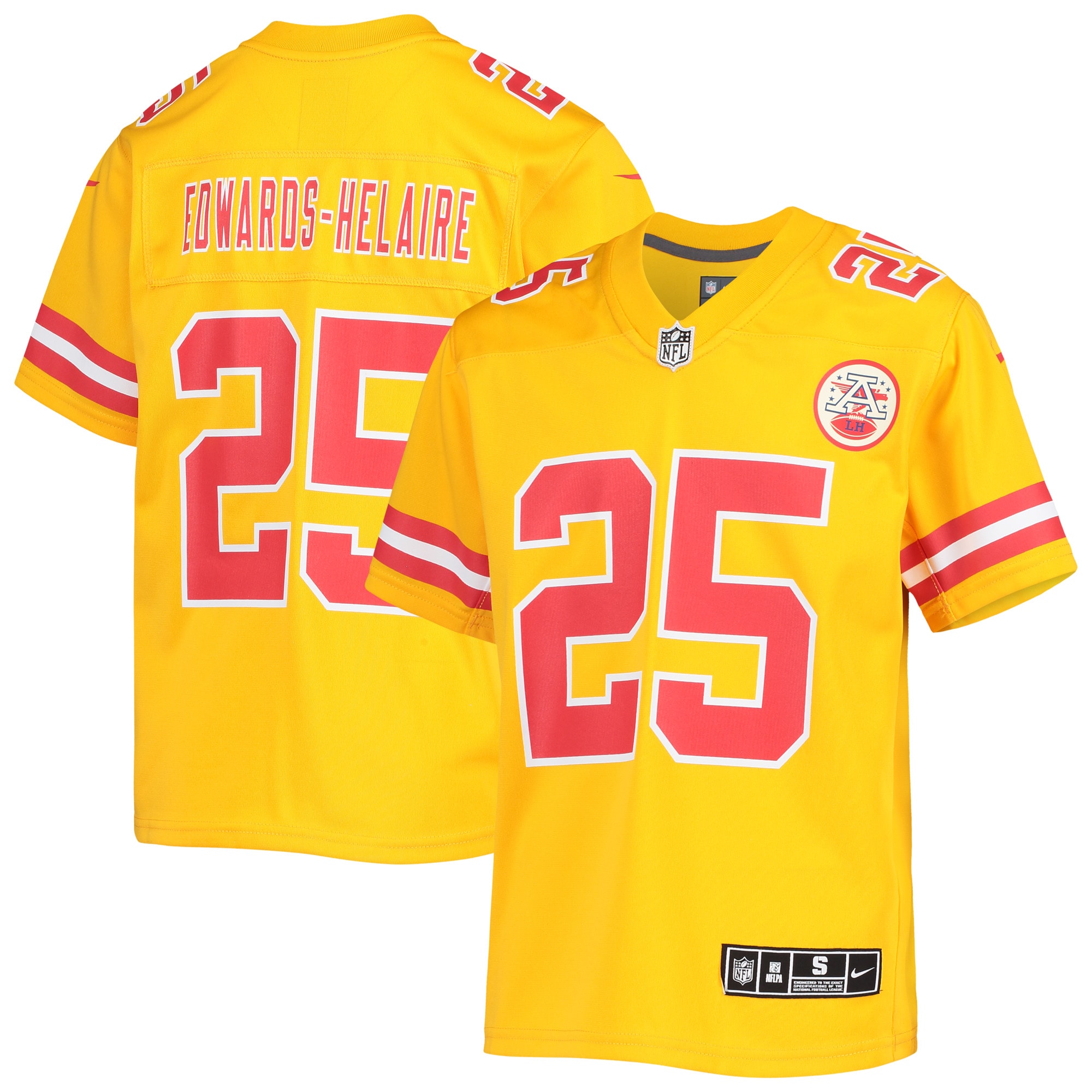 Youth Kansas City Chiefs Clyde Edwards-Helaire Gold Inverted Team Game Jersey JS6932 Saliibo