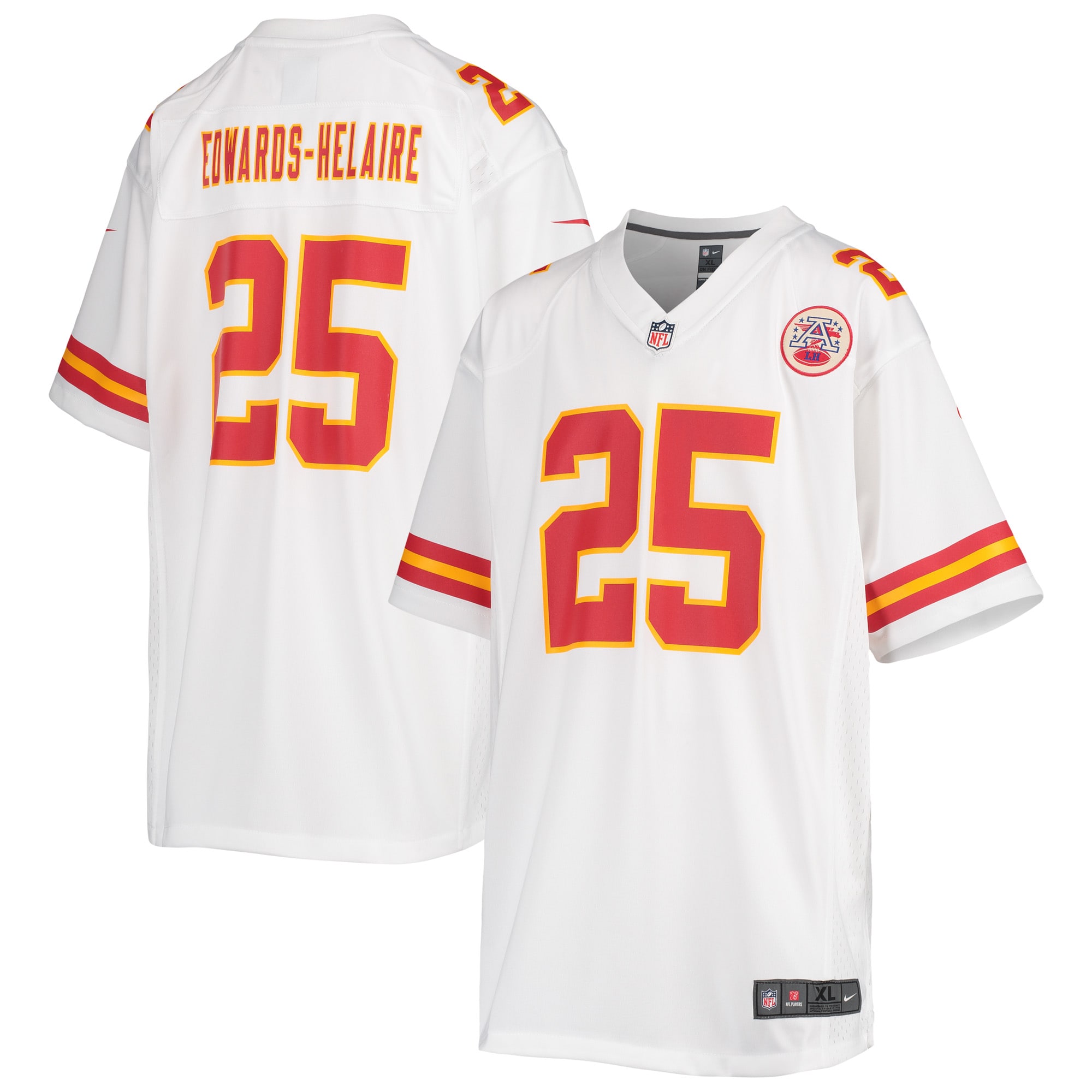 Youth Kansas City Chiefs Clyde Edwards-Helaire White Game Jersey JS5037 Saliibo