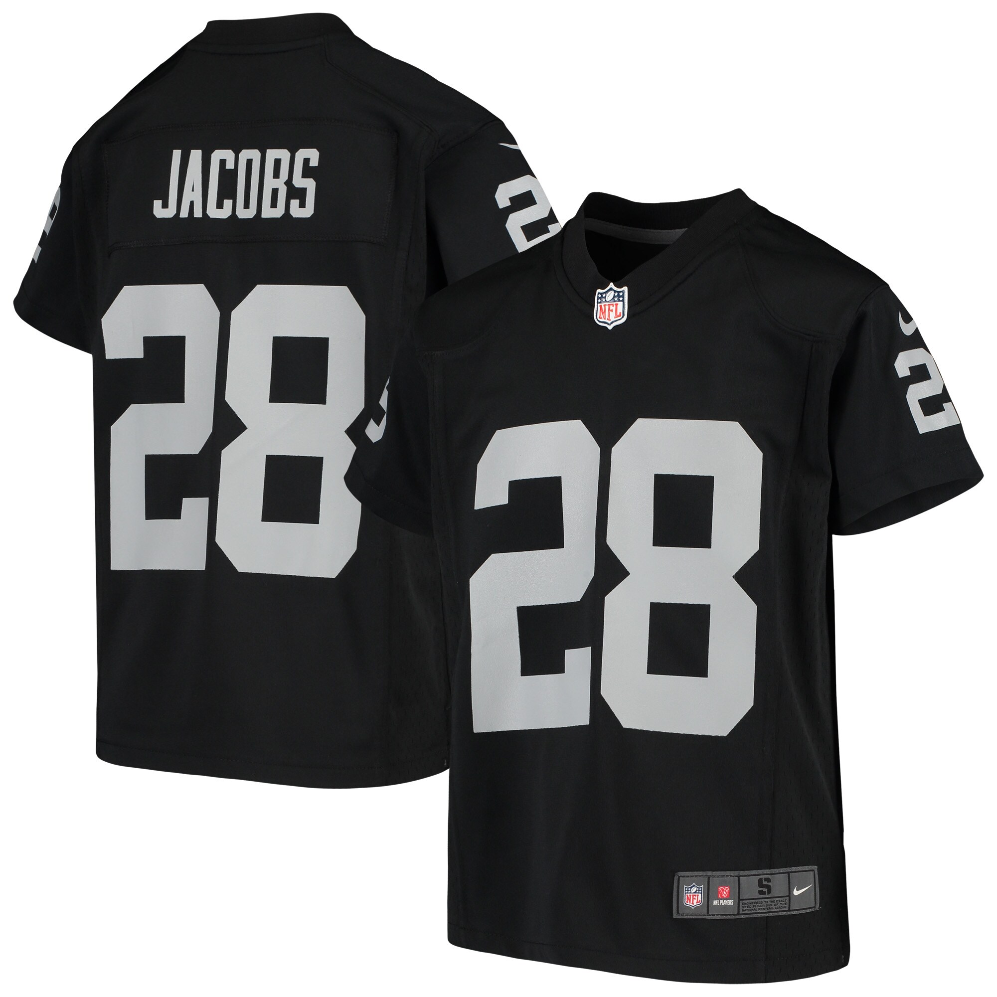 Youth Las Vegas Raiders Josh Jacobs Black Game Jersey JS3222 Saliibo