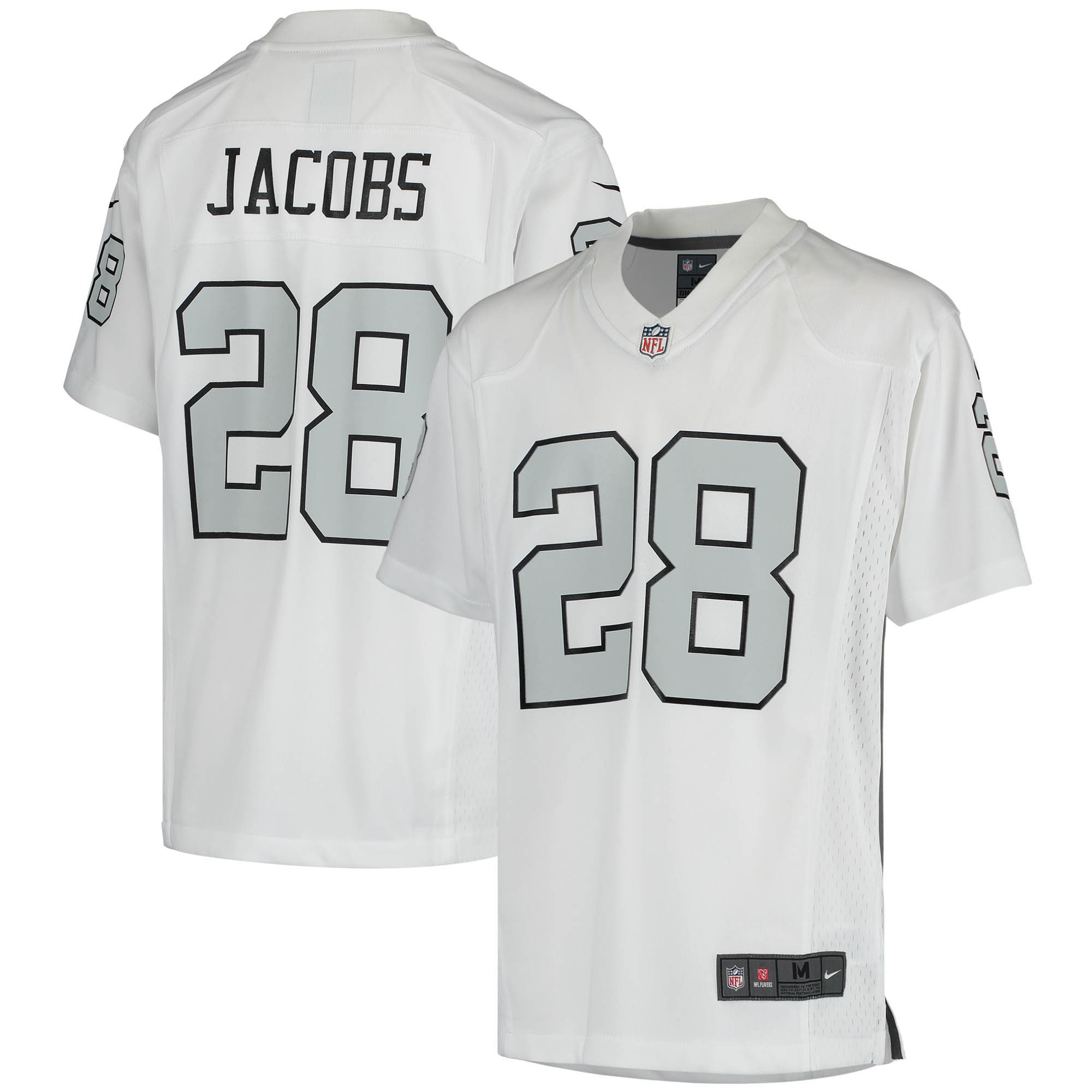 Youth Las Vegas Raiders Josh Jacobs White Color Rush Game Jersey JS6070 Saliibo