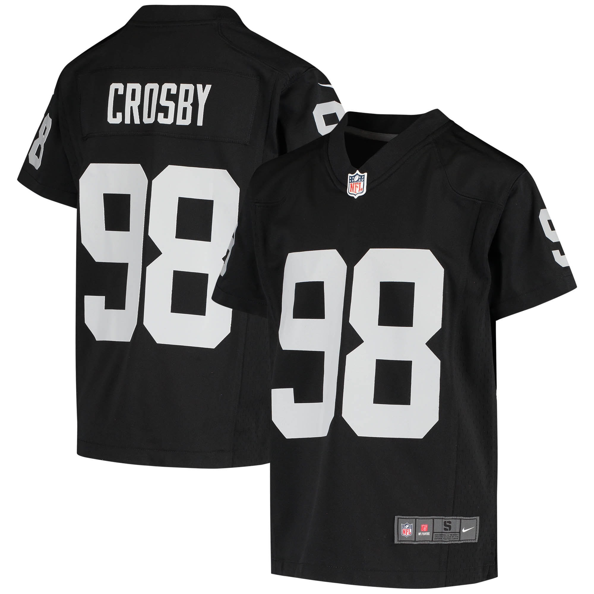 Youth Las Vegas Raiders Maxx Crosby Black Game Jersey JS3857 Saliibo