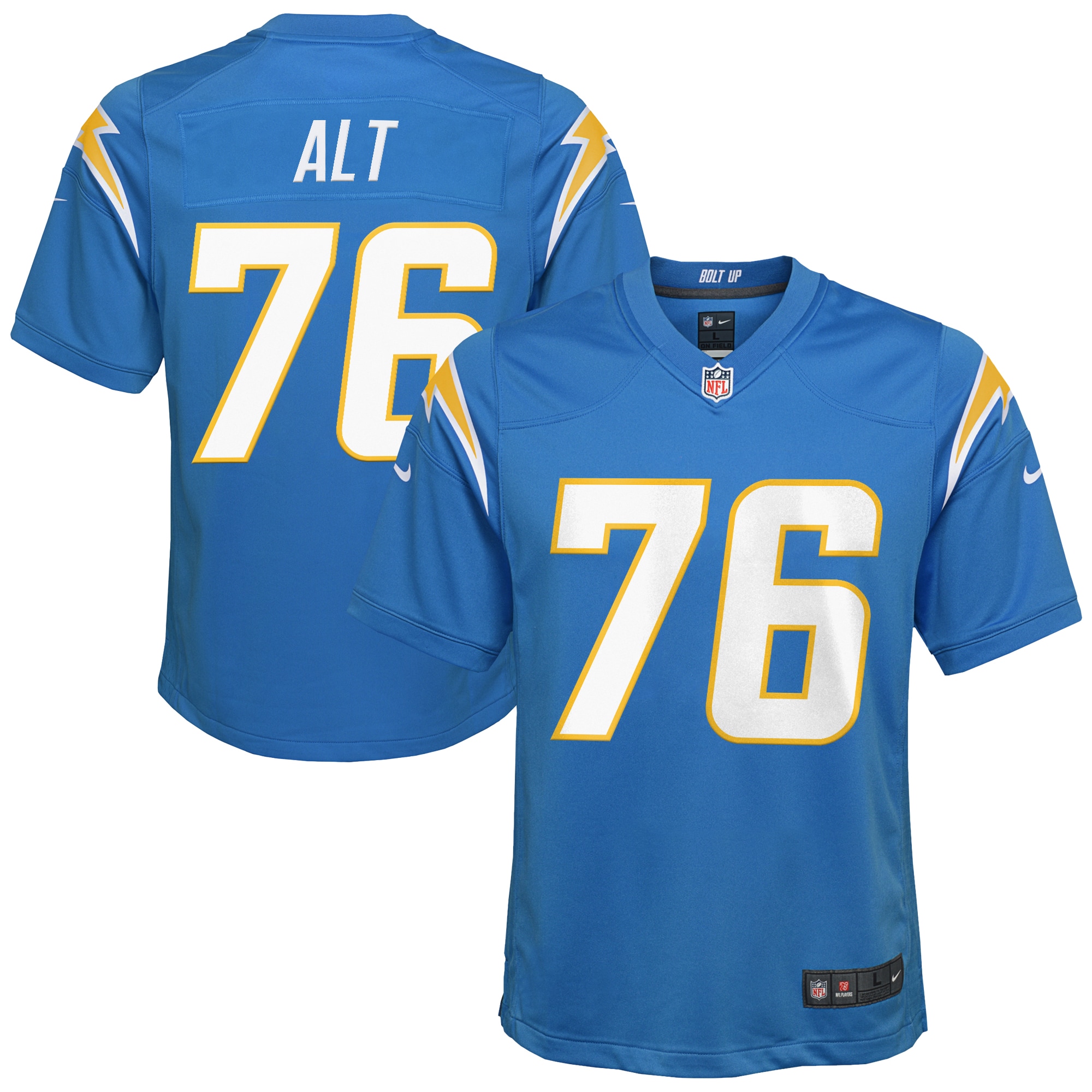 Youth Los Angeles Chargers Joe Alt Powder Blue Player Game Jersey JS7853 Saliibo