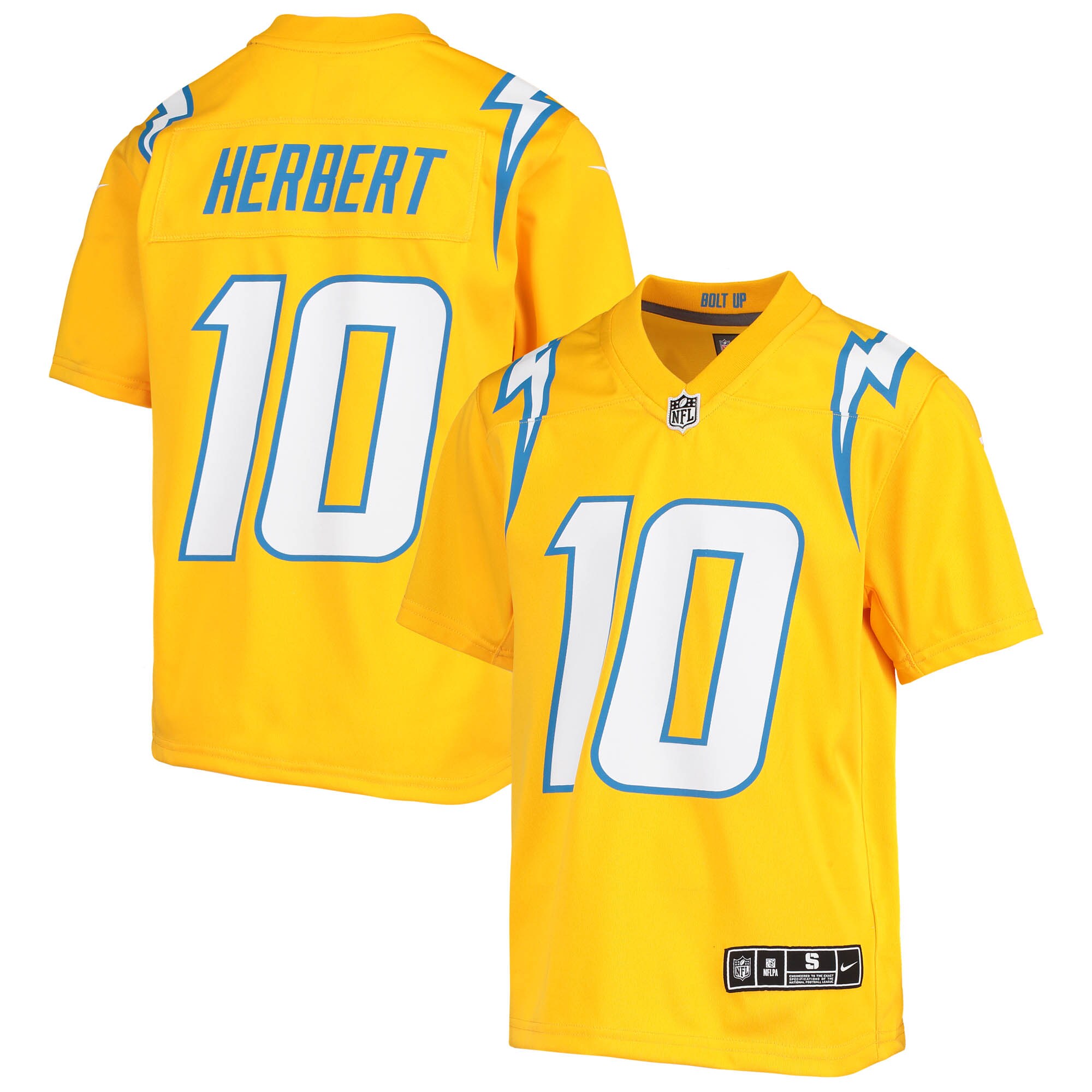 Youth Los Angeles Chargers Justin Herbert Gold Inverted Team Game Jersey JS7200 Saliibo