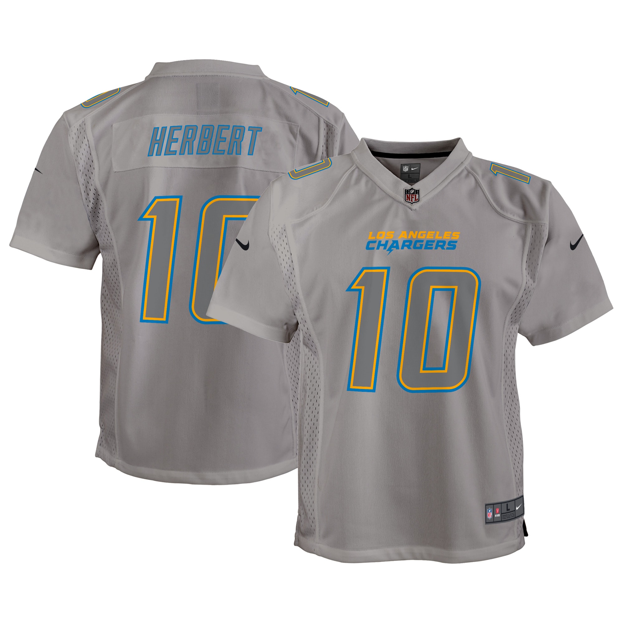 Youth Los Angeles Chargers Justin Herbert Gray Atmosphere Game Jersey JS2204 Saliibo