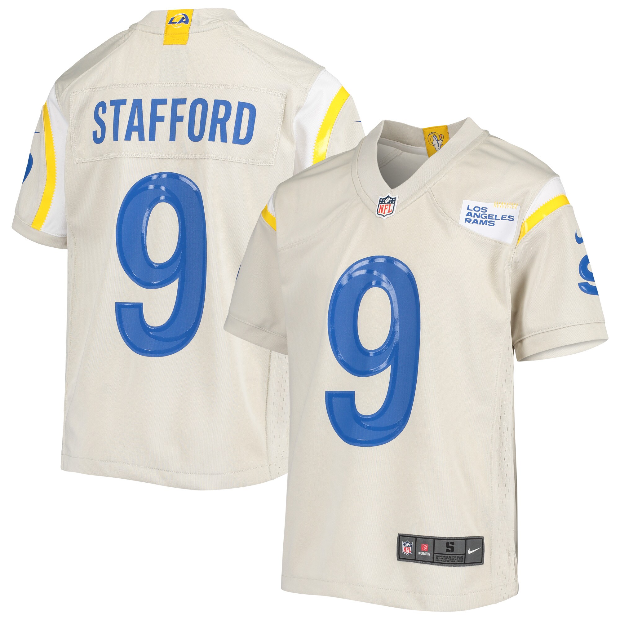Youth Los Angeles Rams Matthew Stafford Cream Game Jersey JS1562 Saliibo