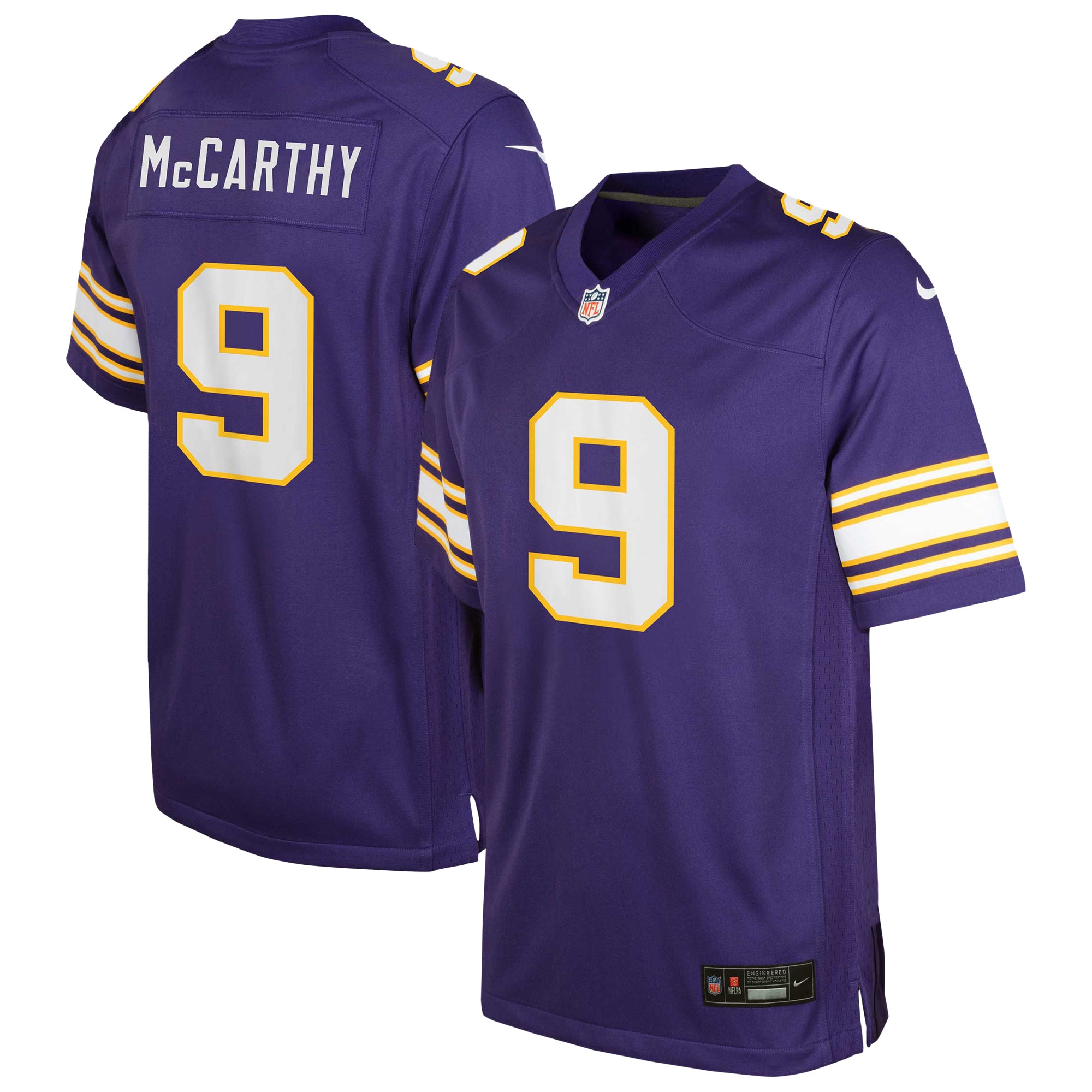 Youth Minnesota Vikings J.J. McCarthy Purple Classic Alternate Player Game Jersey JS7435 Saliibo