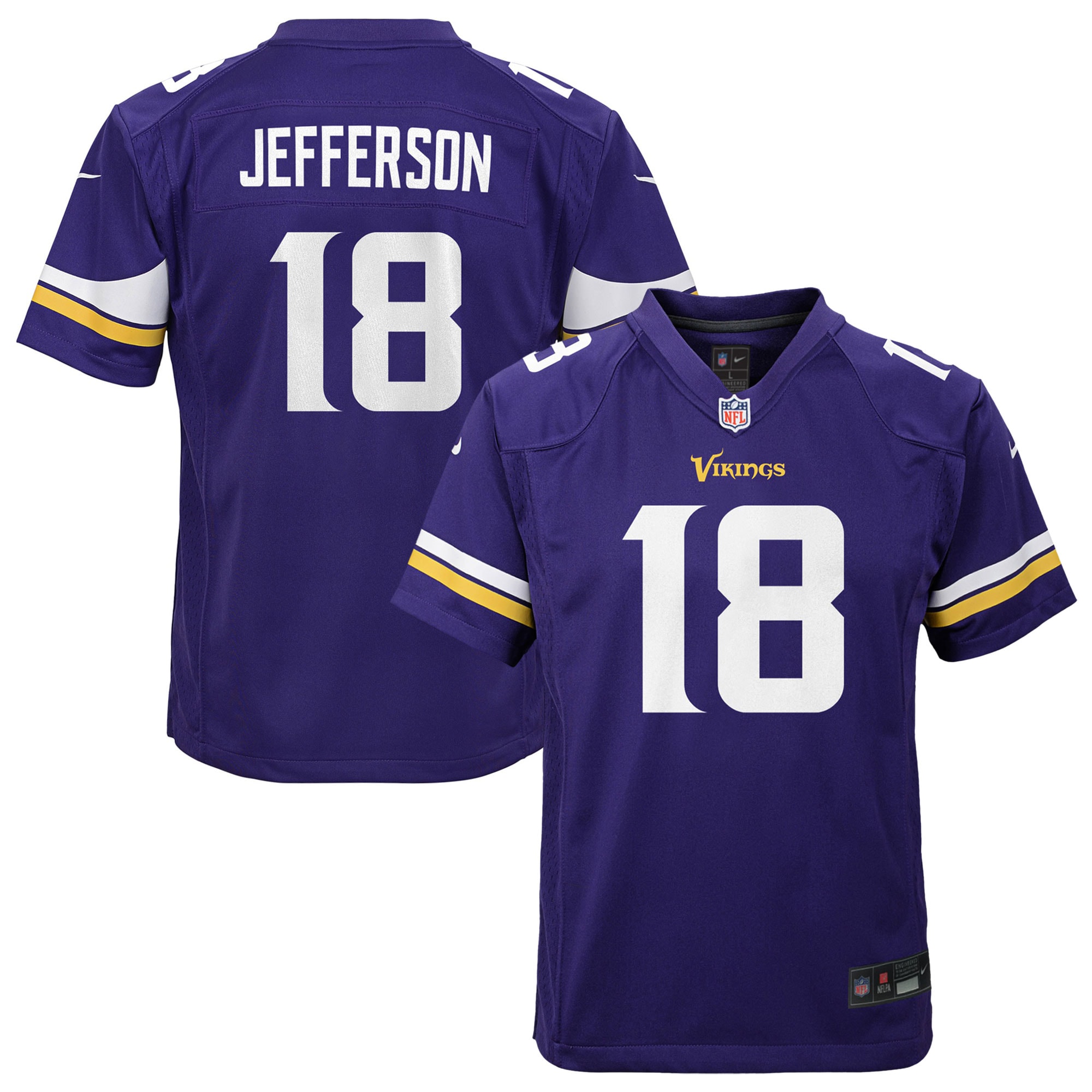 Youth Minnesota Vikings Justin Jefferson Purple Game Jersey JS3461 Saliibo