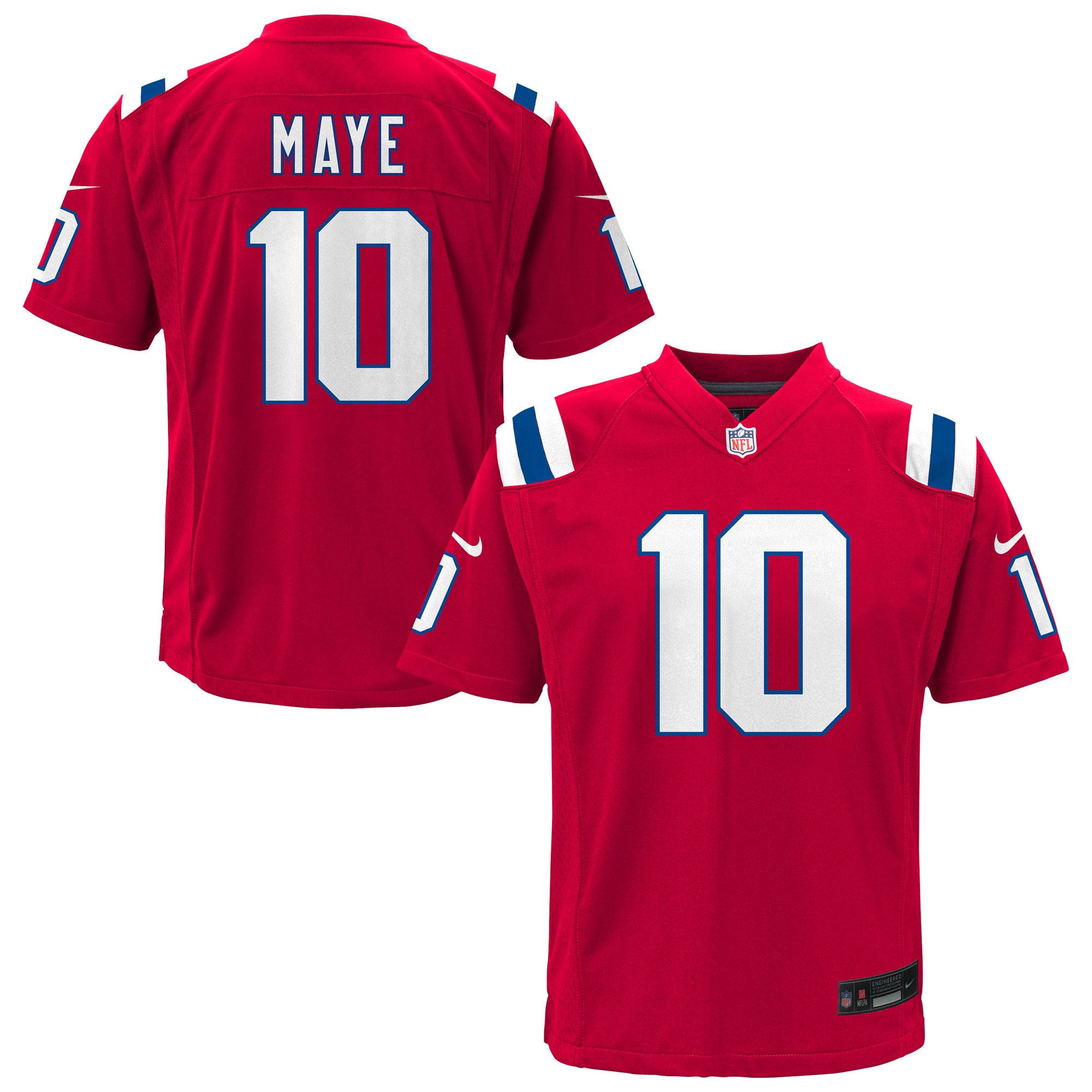 Youth New England Patriots Drake Maye Red Alternate Game Jersey JS2546 Saliibo