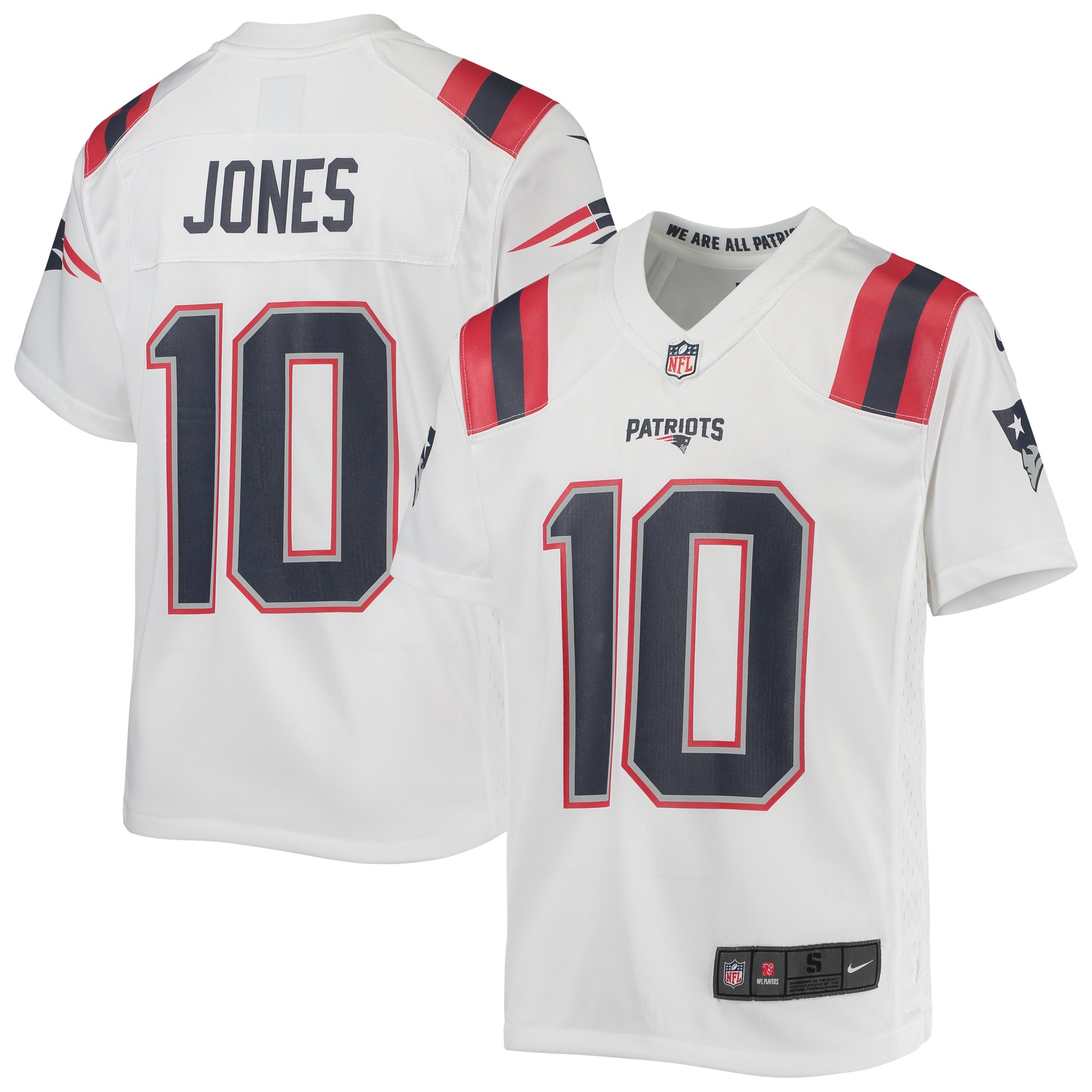 Youth New England Patriots Mac Jones White Game Jersey JS7804 Saliibo