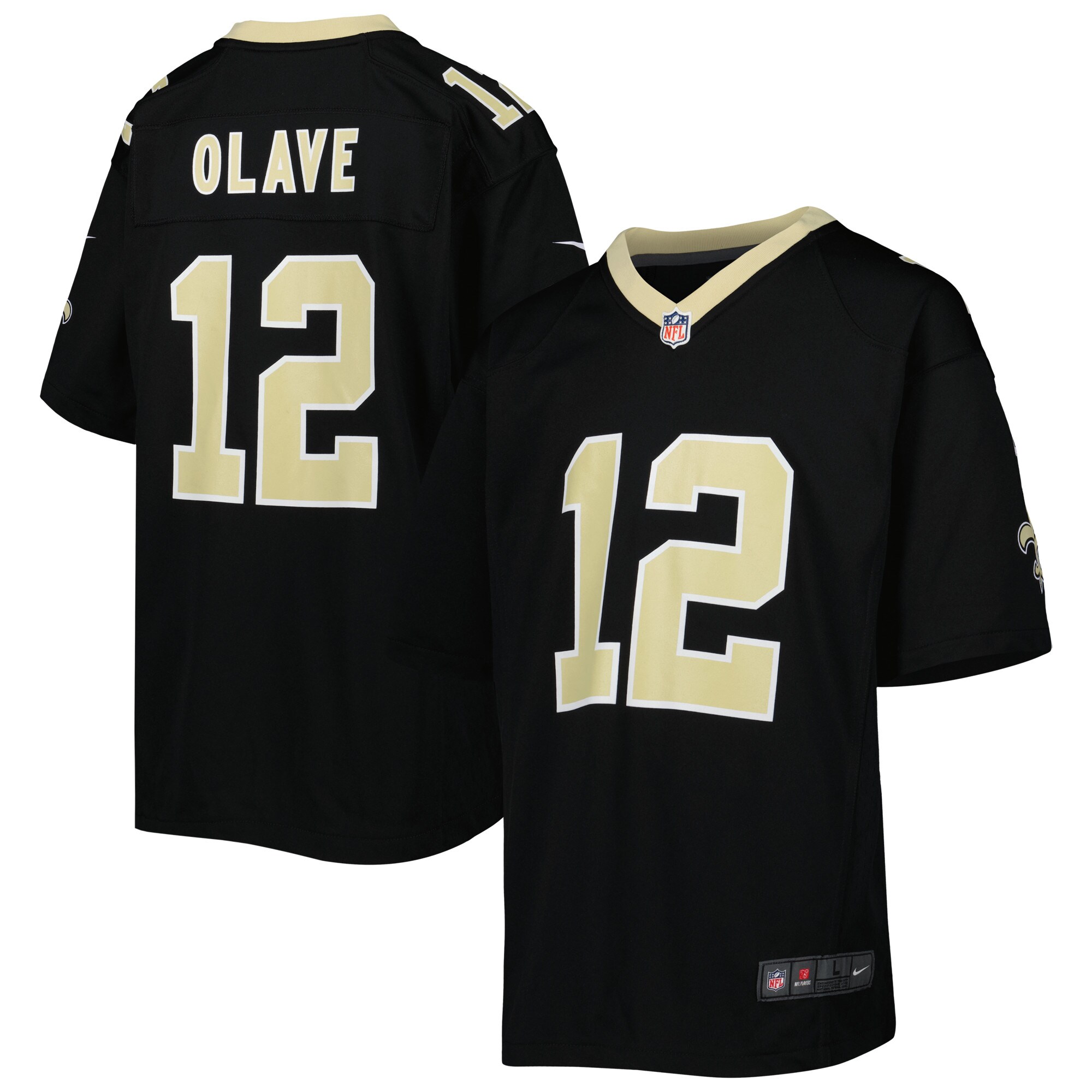 Youth New Orleans Saints Chris Olave Black Game Jersey JS9044 Saliibo