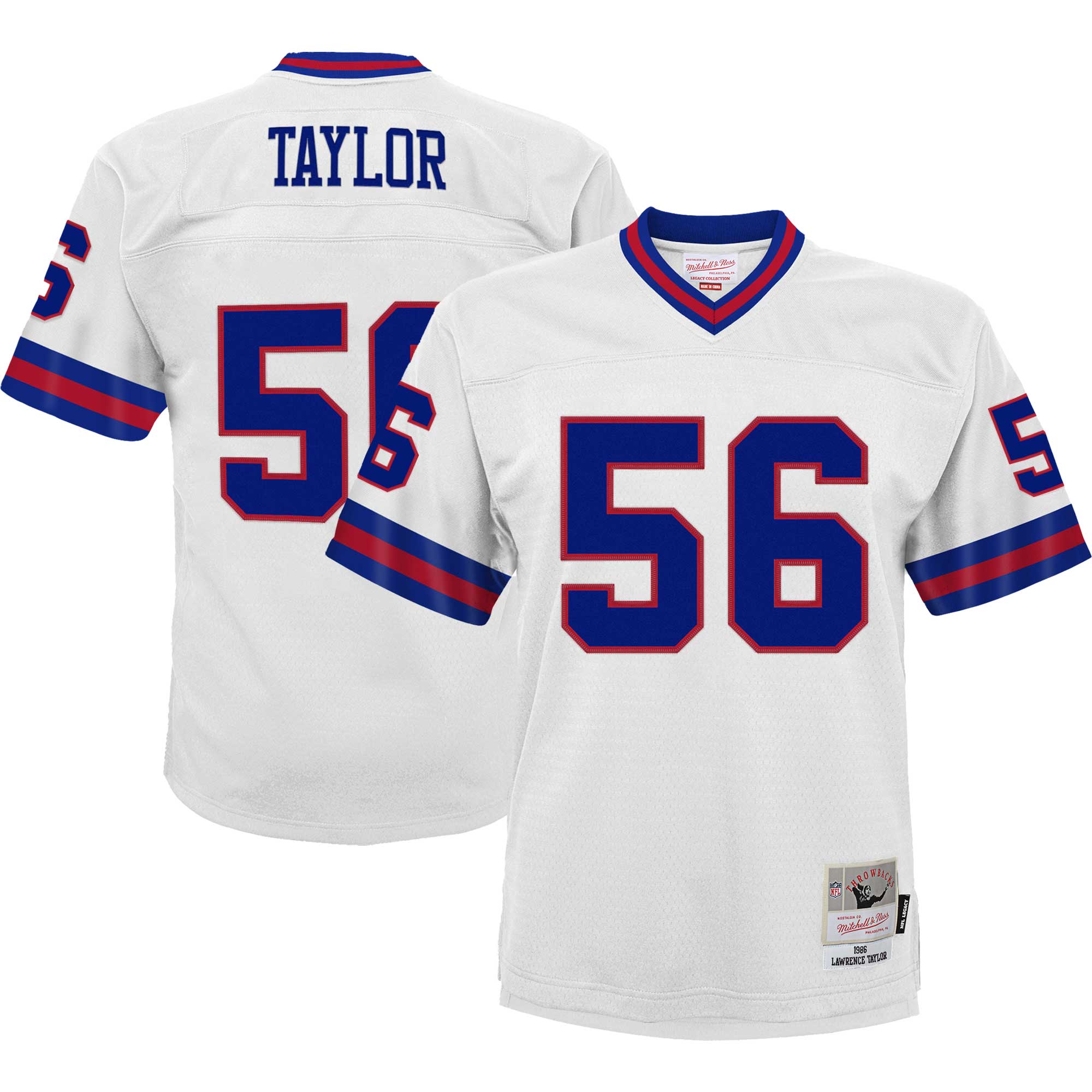 Youth New York Giants Lawrence Taylor Mitchell & Ness White 1986 Retired Player Legacy Jersey JS8110 Saliibo
