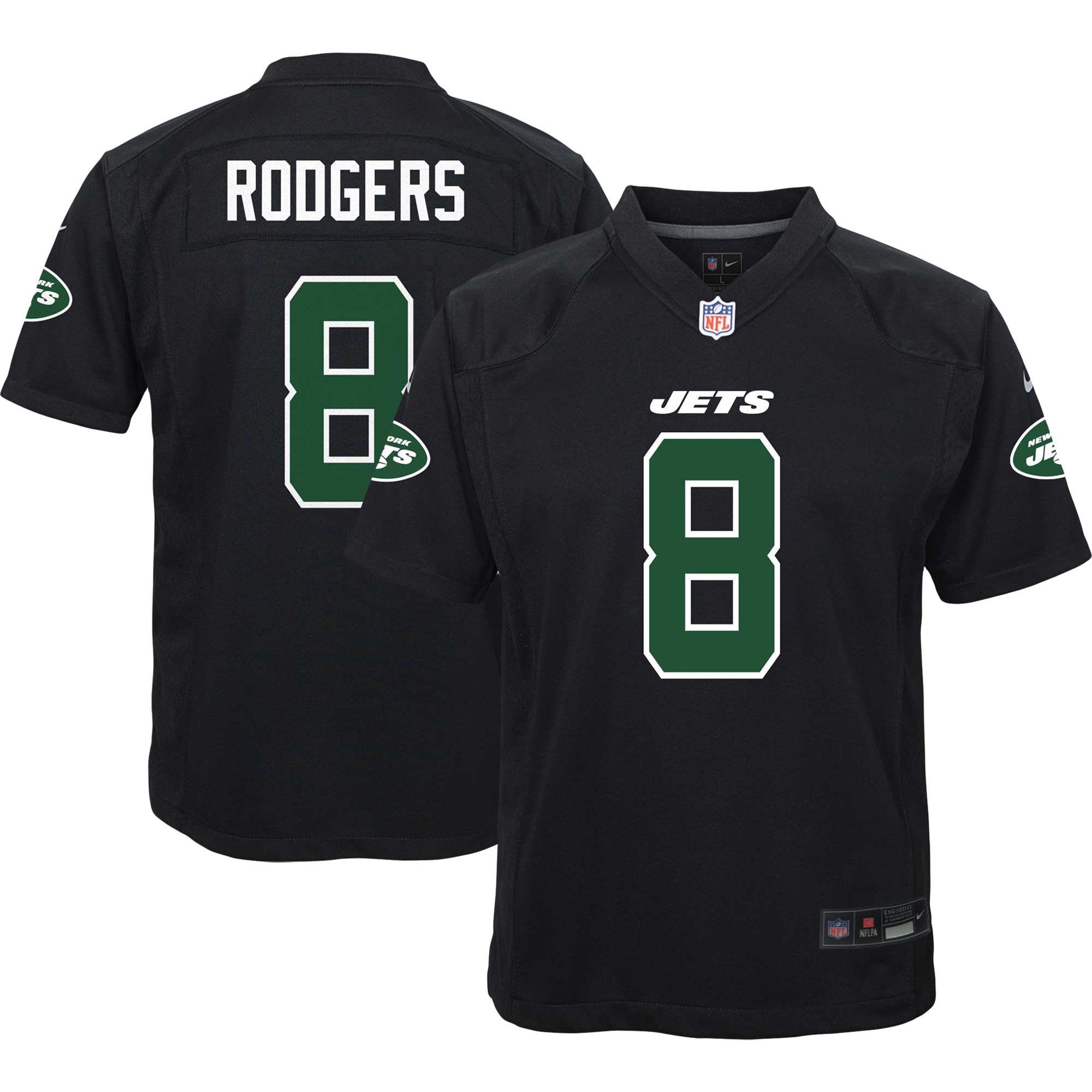 Youth New York Jets Aaron Rodgers Black Game Fashion Jersey JS6133 Saliibo