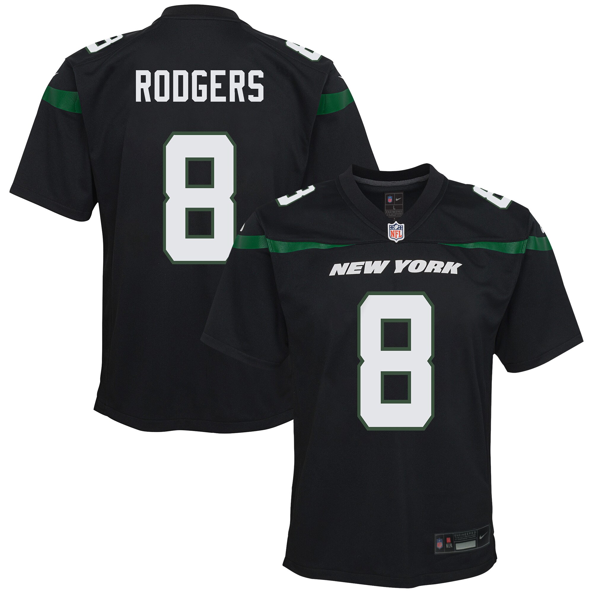 Youth New York Jets Aaron Rodgers Black Game Jersey JS4949 Saliibo