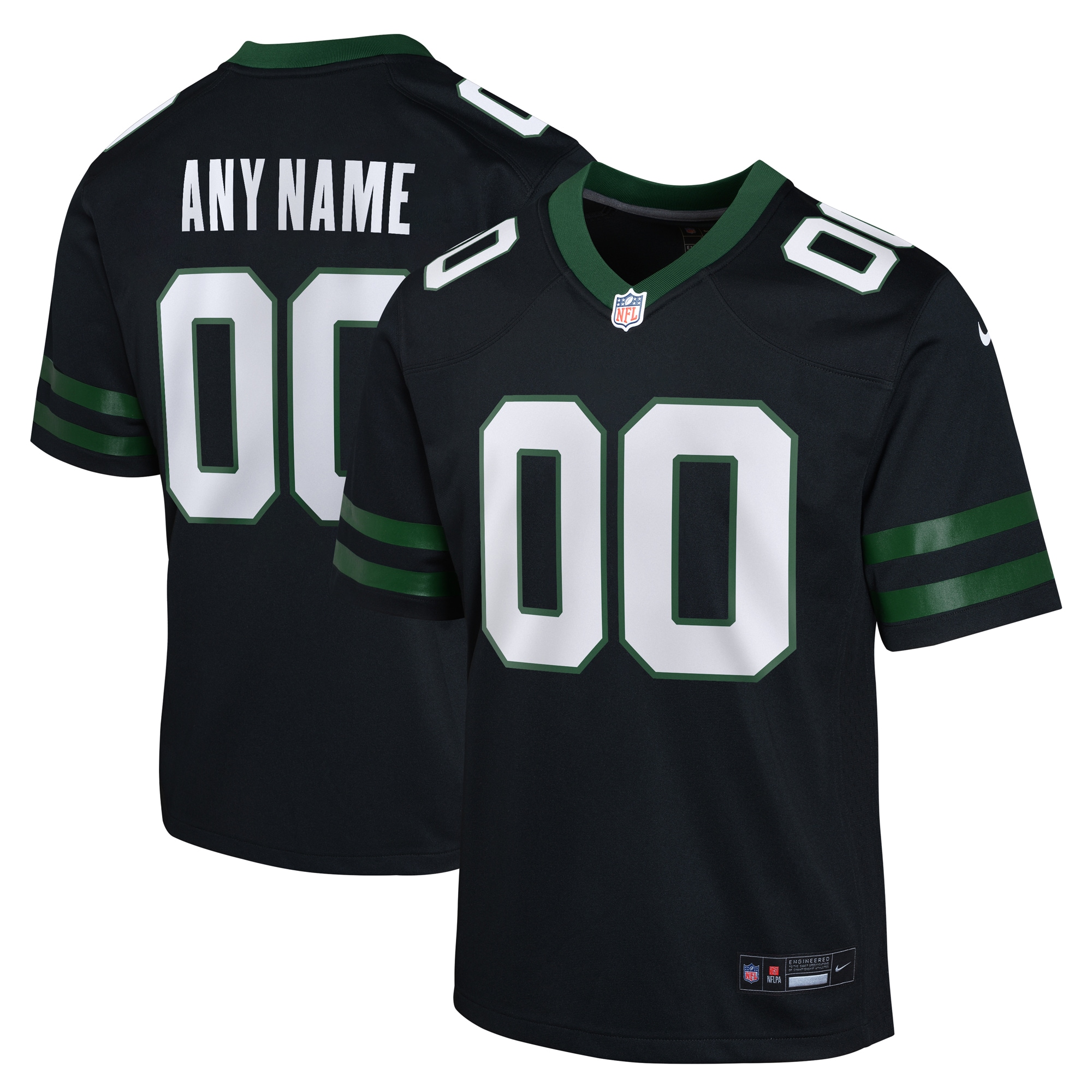 Youth New York Jets Legacy Black Alternate Custom Game Jersey JS7444 Saliibo