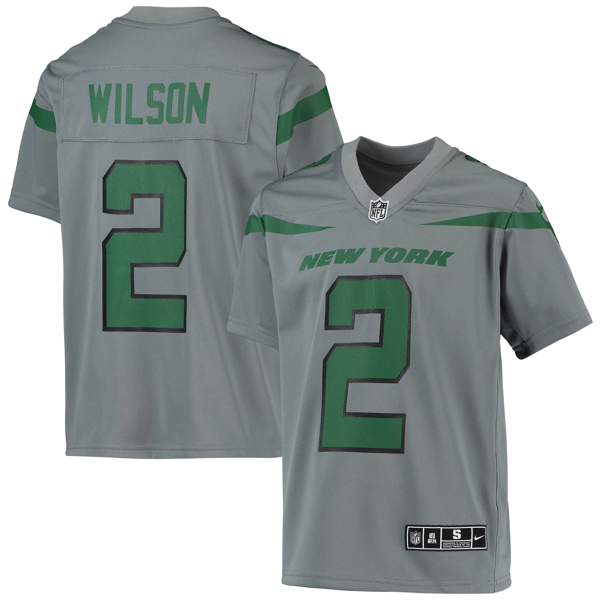 Youth New York Jets Zach Wilson Gray Inverted Team Game Jersey JS5331 Saliibo
