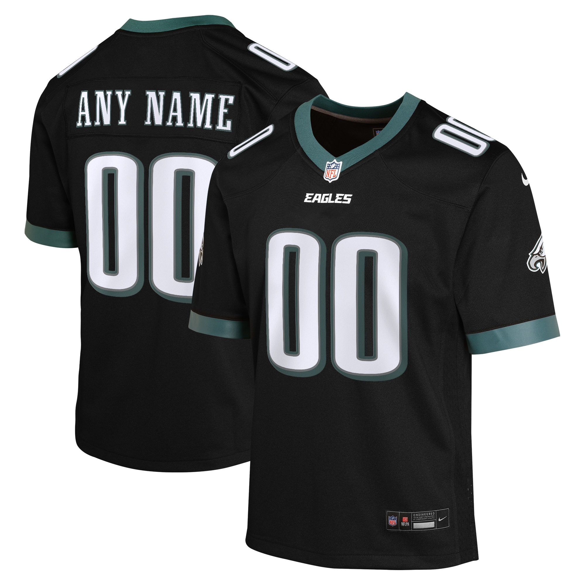 Youth Philadelphia Eagles Black Alternate Custom Game Jersey JS9983 Saliibo