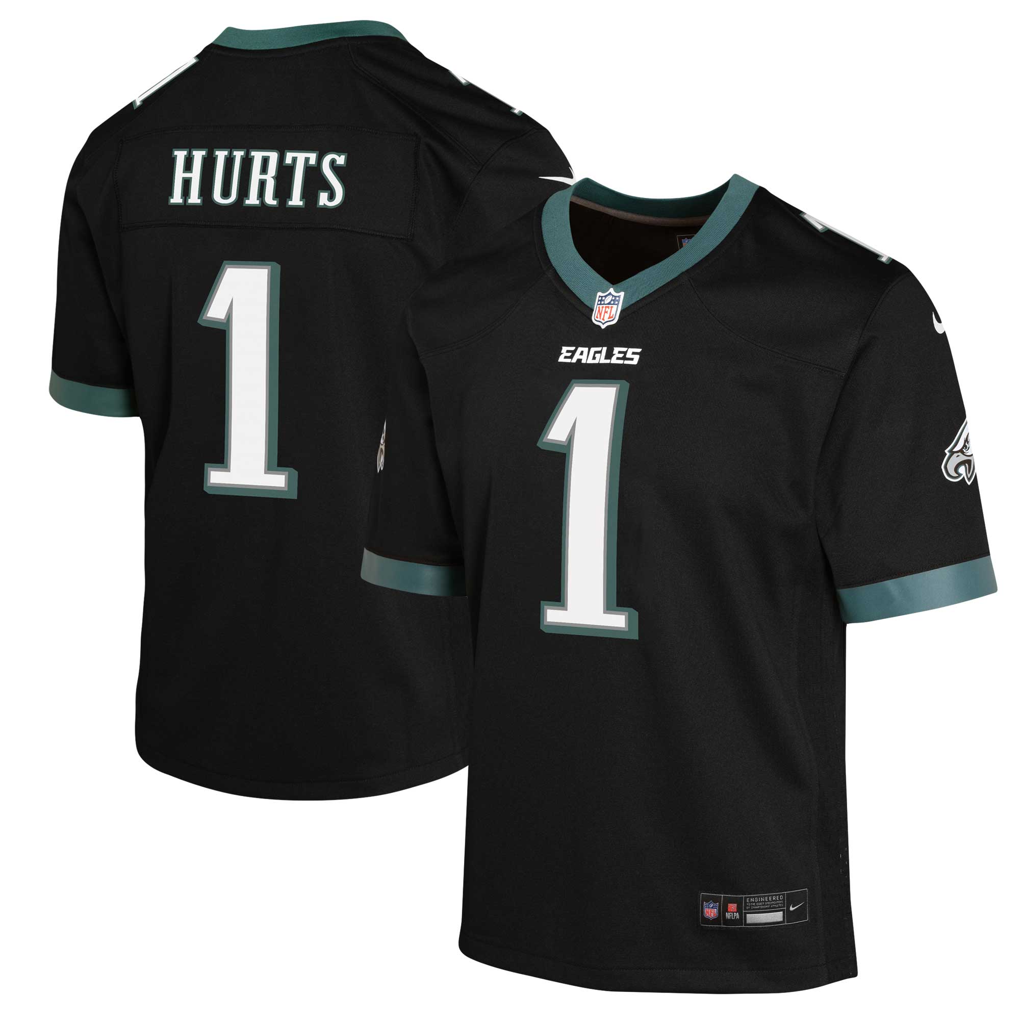 Youth Philadelphia Eagles Jalen Hurts Black Game Jersey JS1376 Saliibo