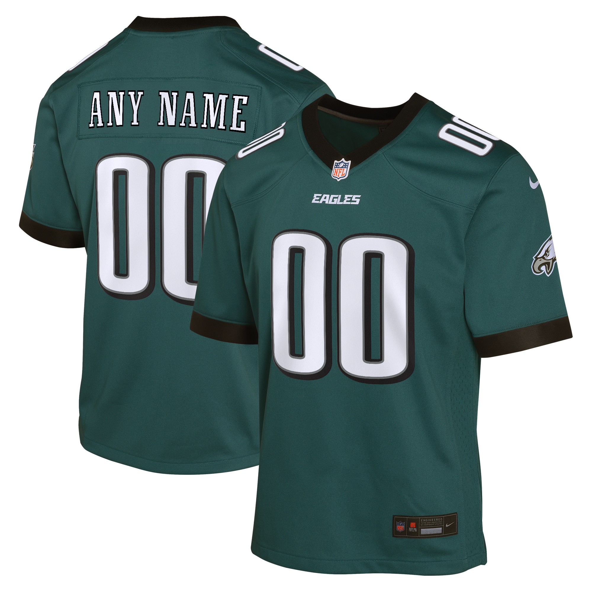 Youth Philadelphia Eagles Midnight Green Custom Game Jersey JS2241 Saliibo