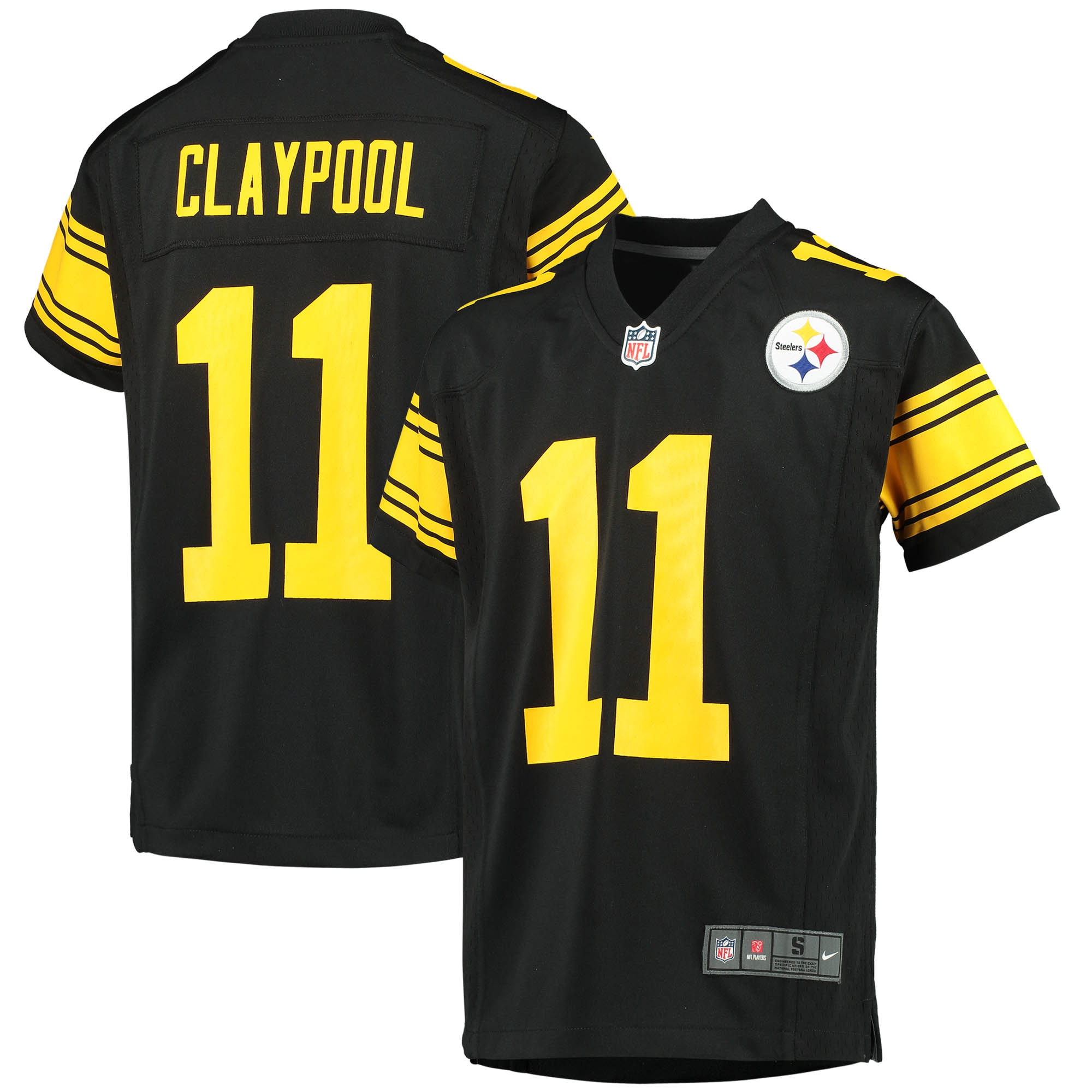 Youth Pittsburgh Steelers Chase Claypool Black Alternate Player Game Jersey JS3188 Saliibo
