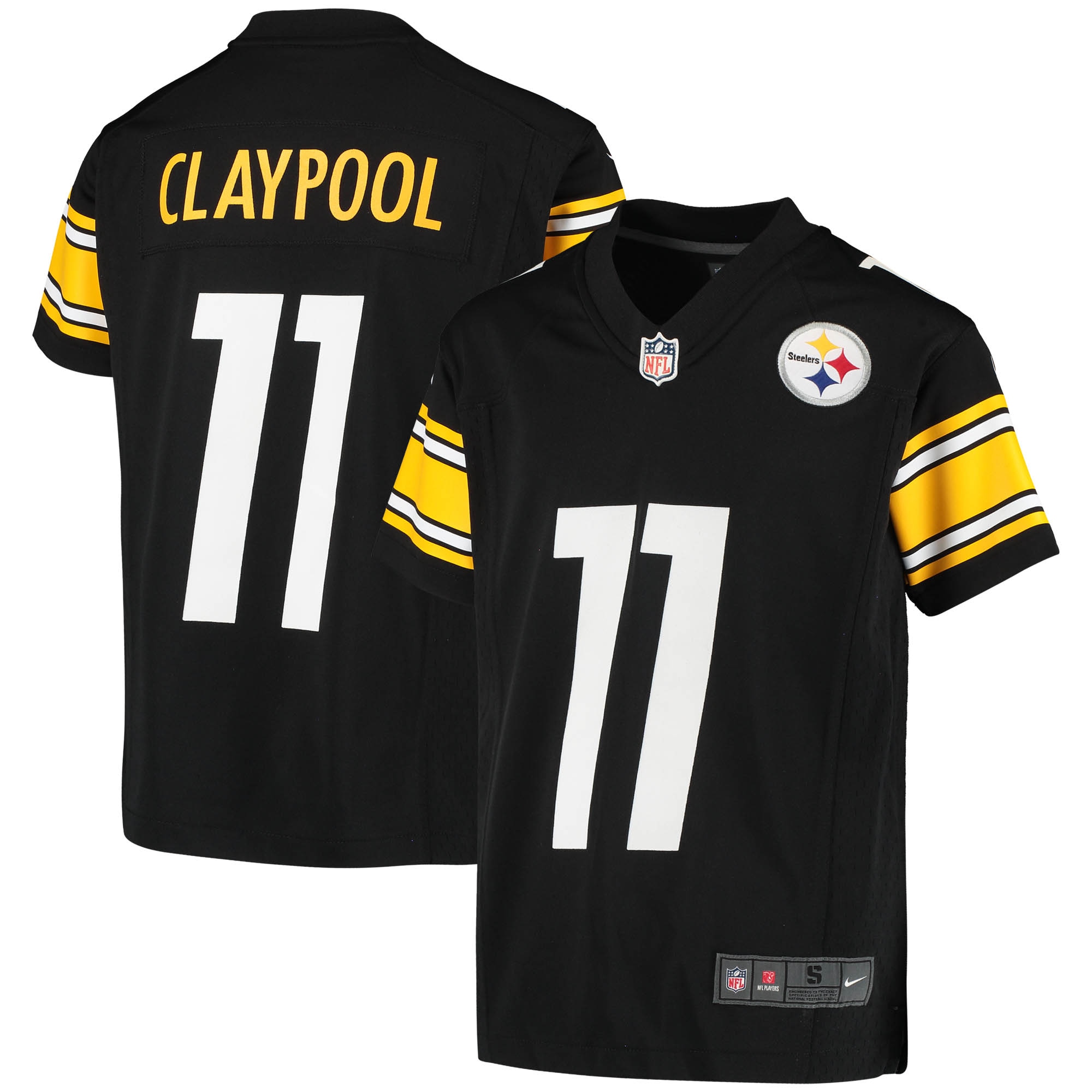 Youth Pittsburgh Steelers Chase Claypool Black Game Jersey JS5225 Saliibo
